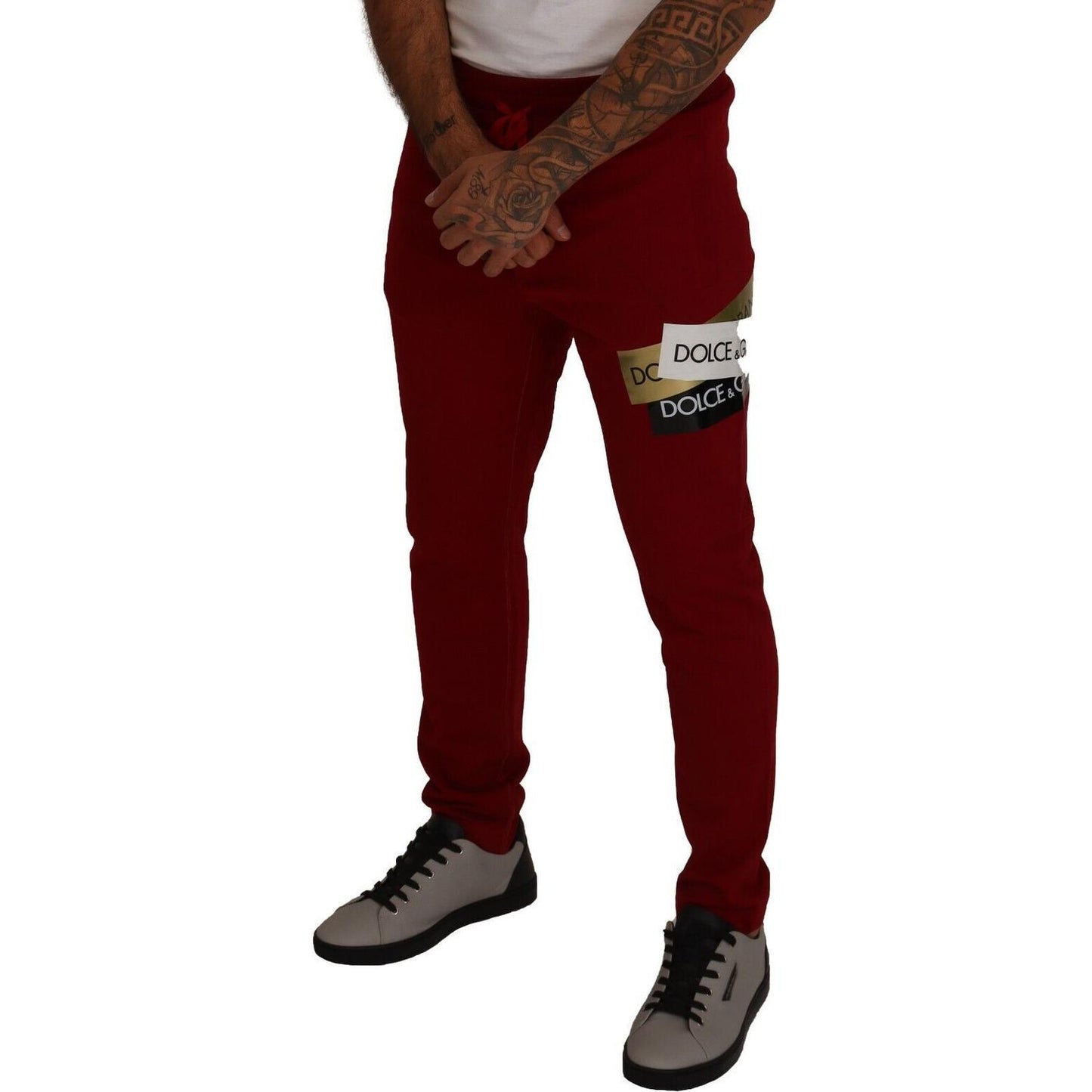Dolce & Gabbana Elegant Red Jogging Pants with Drawstring Closure Dolce & Gabbana Black
