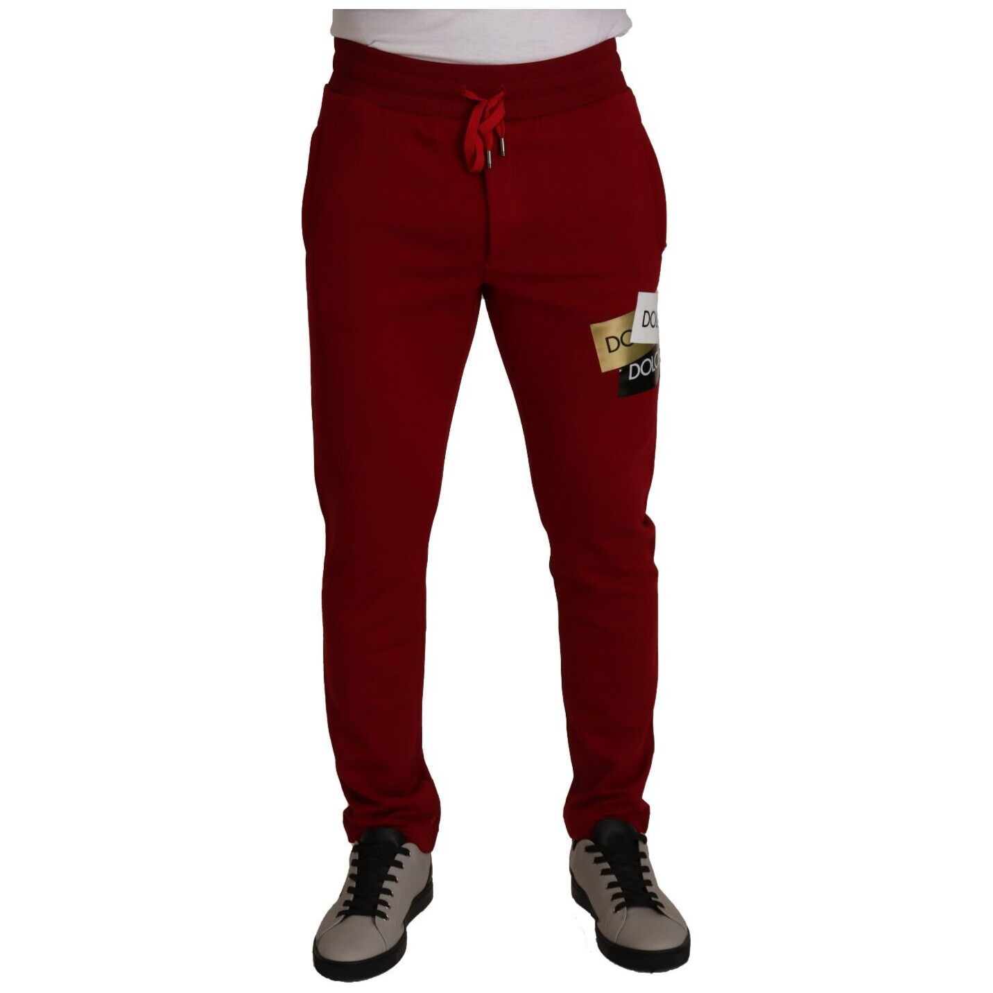 Dolce & Gabbana Elegant Red Jogging Pants with Drawstring Closure Dolce & Gabbana Dark Red