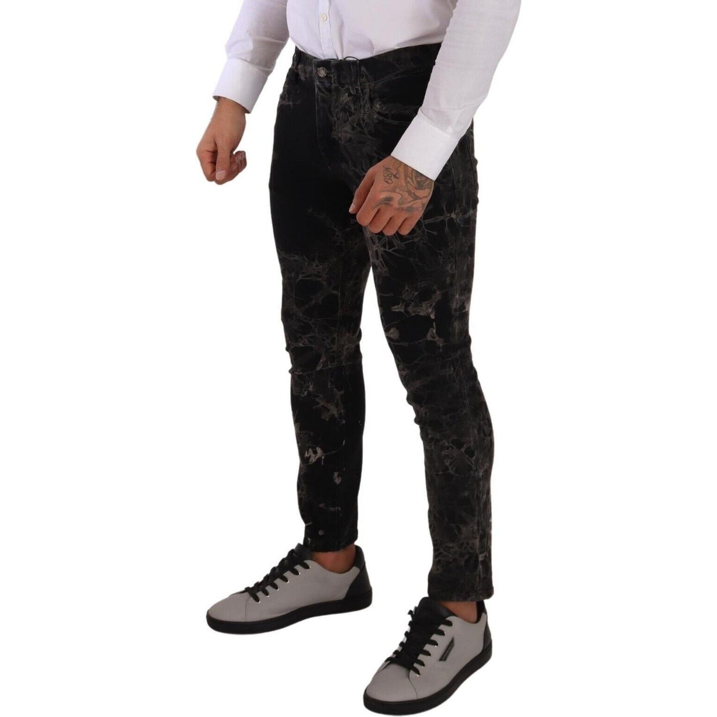 Dolce & Gabbana Slim Fit Patterned Skinny Jeans Dolce & Gabbana Gray