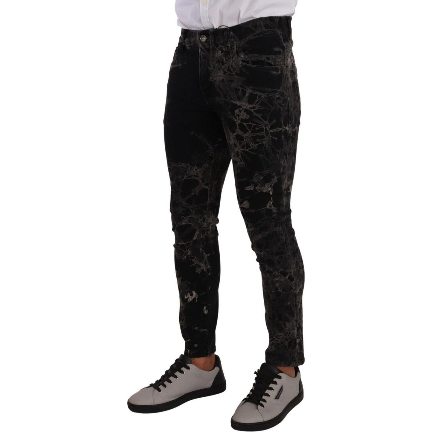 Dolce & Gabbana Slim Fit Patterned Skinny Jeans Dolce & Gabbana Black