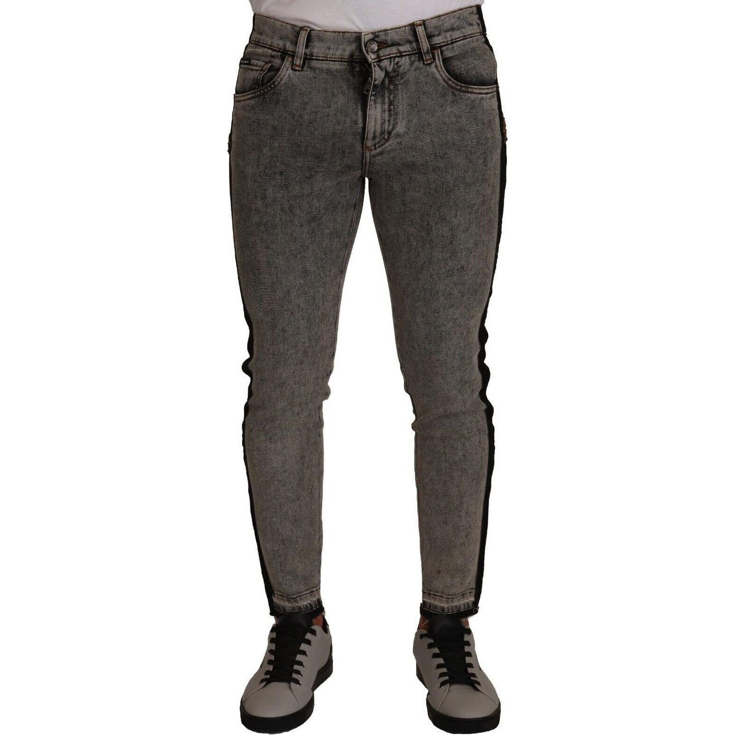 Dolce & Gabbana Chic Embellished Crown Skinny Jeans Dolce & Gabbana Dark Slate Gray