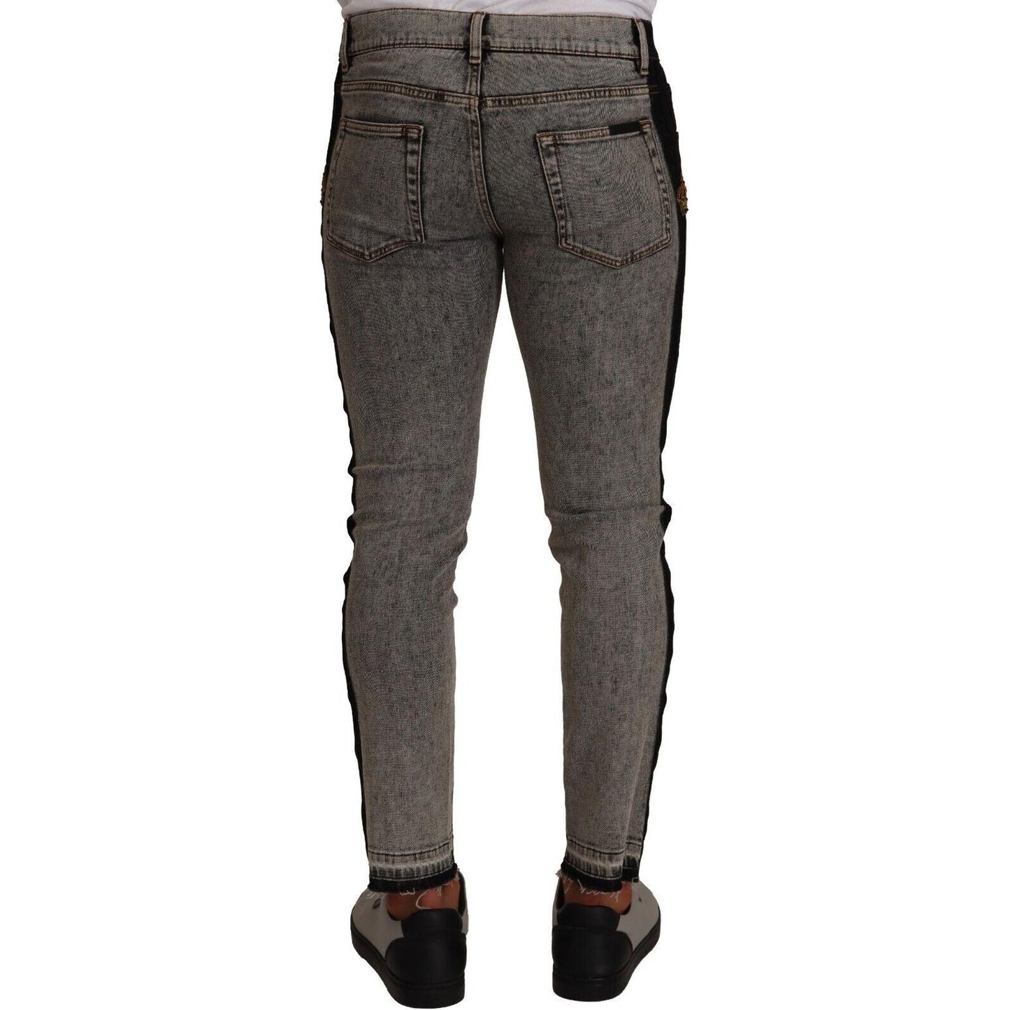 Dolce & Gabbana Chic Embellished Crown Skinny Jeans Dolce & Gabbana Dark Slate Gray