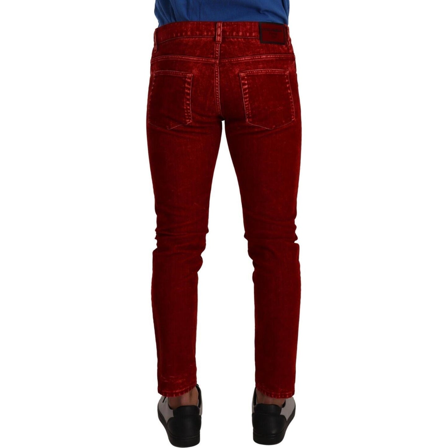 Dolce & Gabbana Ravishing Red Slim Fit Designer Jeans Dolce & Gabbana Dark Red