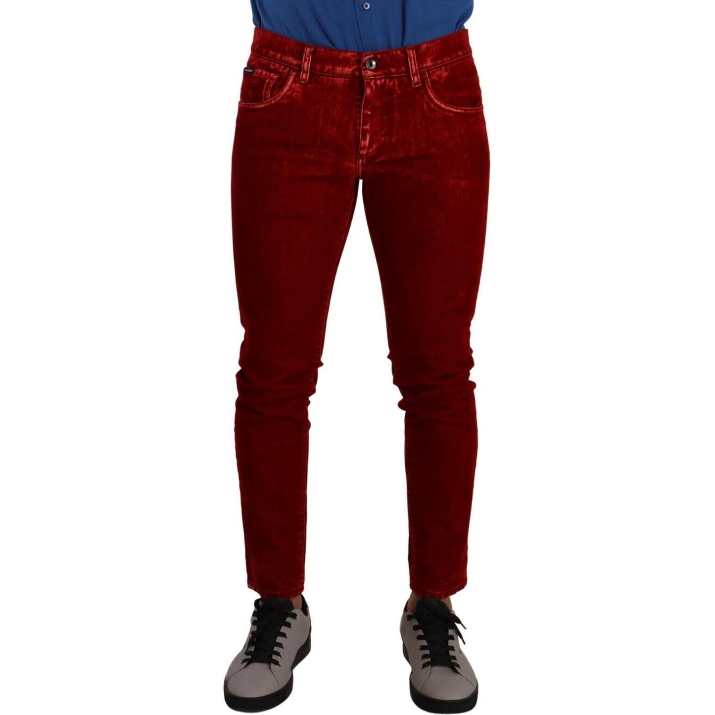 Dolce & Gabbana Ravishing Red Slim Fit Designer Jeans Dolce & Gabbana Dark Red