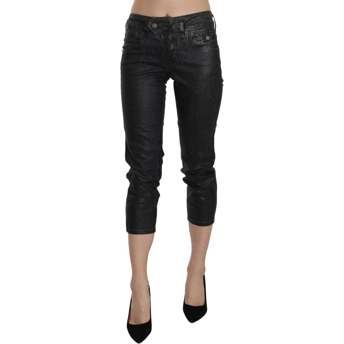 John Galliano Chic Black Mid Waist Cropped Jeans John Galliano Rosy Brown