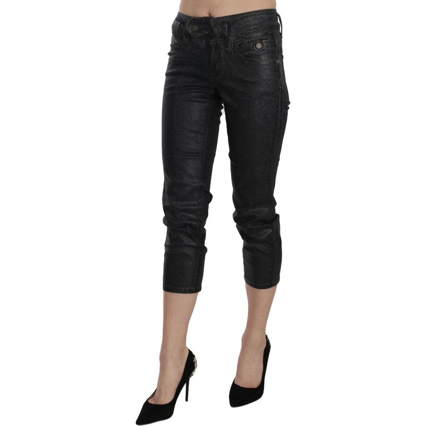John Galliano Chic Black Mid Waist Cropped Jeans John Galliano Rosy Brown