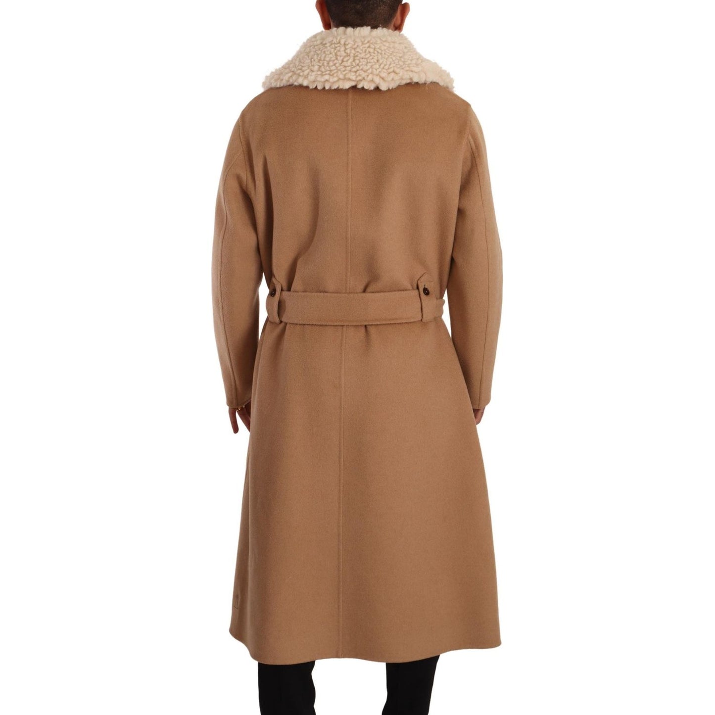 Dolce & Gabbana Opulent Beige Shearling-Collar Overcoat Dolce & Gabbana Sienna