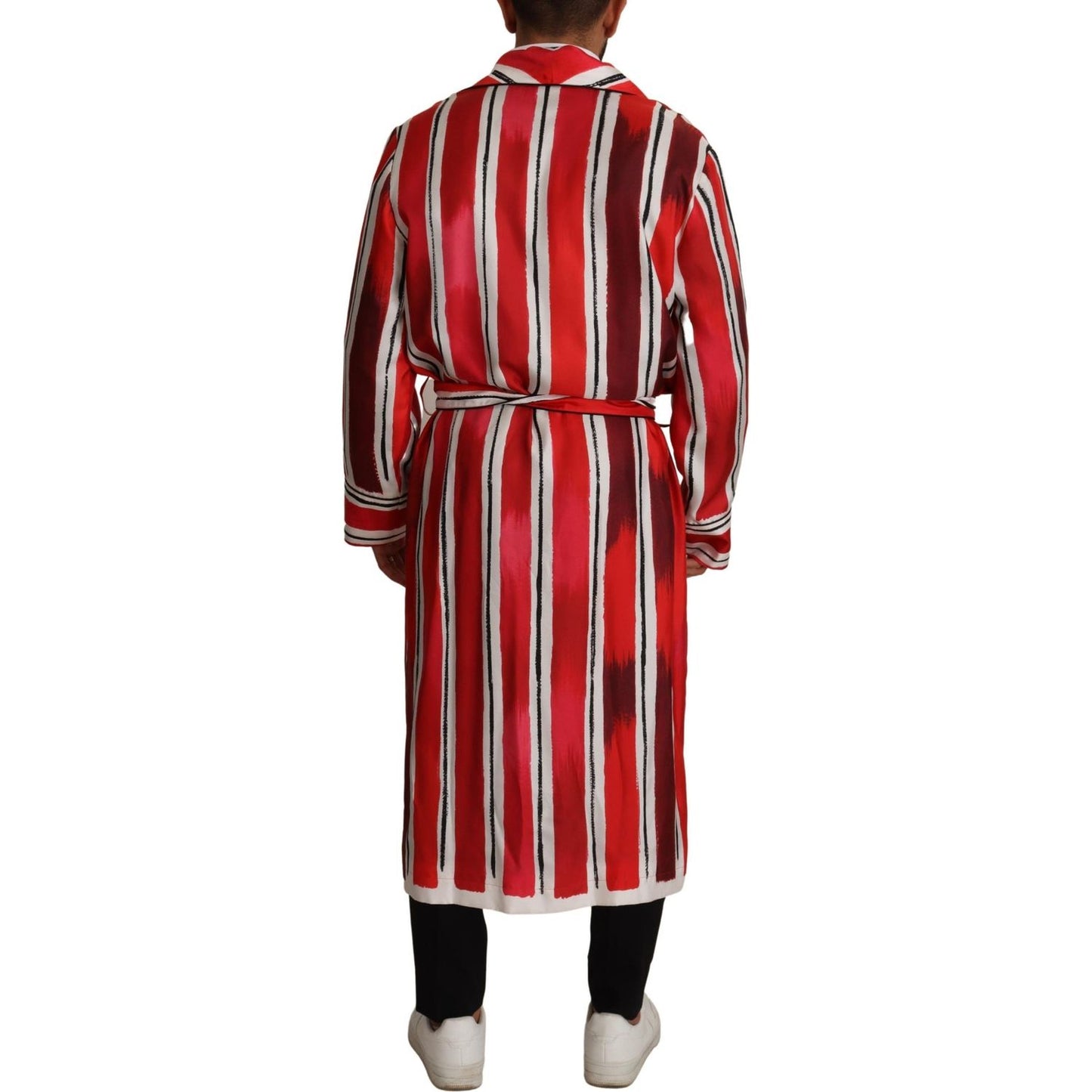 Dolce & Gabbana Chic Striped Silk Sleepwear Robe Dolce & Gabbana Brown