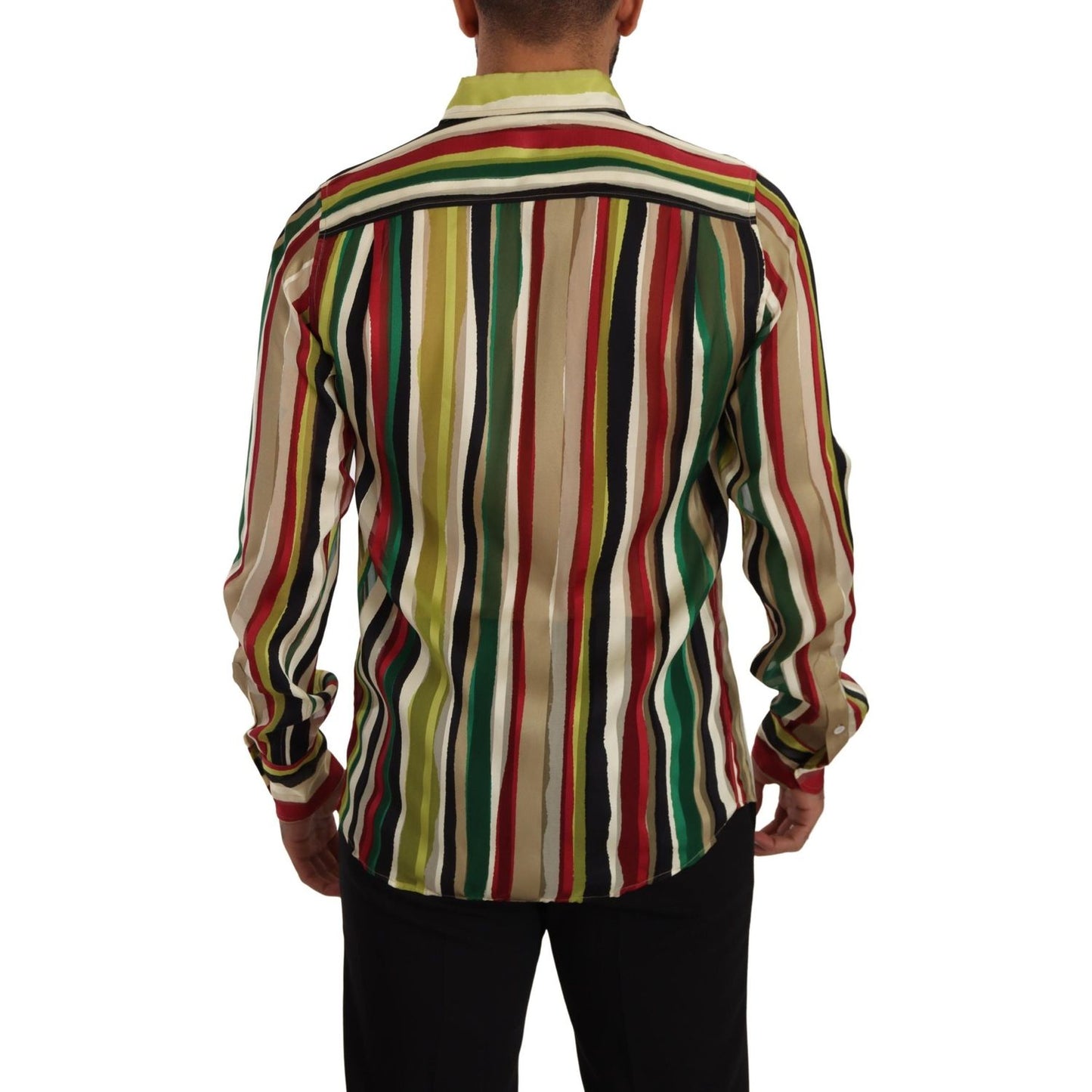 Dolce & Gabbana Elegant Multicolor Striped Silk Blend Shirt Dolce & Gabbana Dark Slate Gray