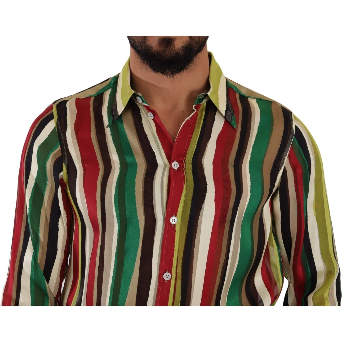 Dolce & Gabbana Elegant Multicolor Striped Silk Blend Shirt Dolce & Gabbana Sienna