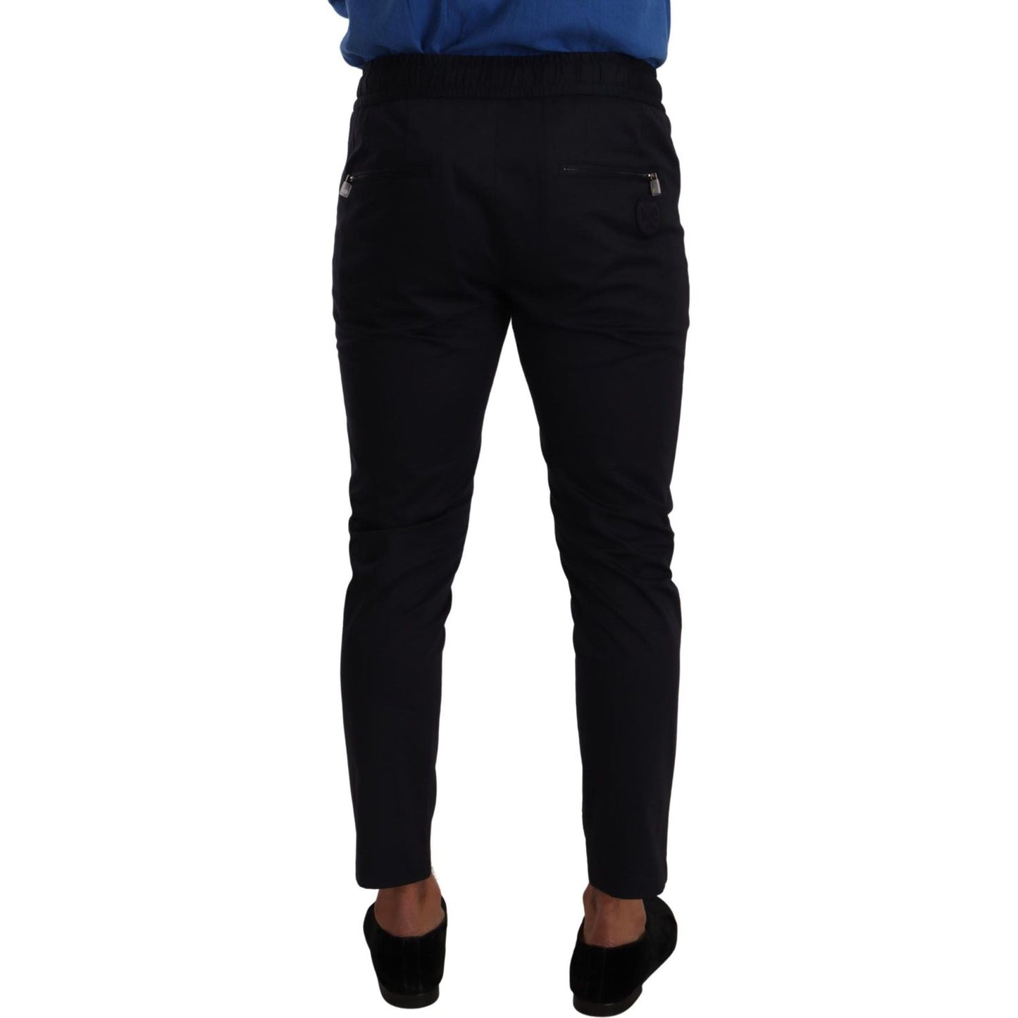 Dolce & Gabbana Elegant Dark Blue Skinny Jogging Pants Dolce & Gabbana Black