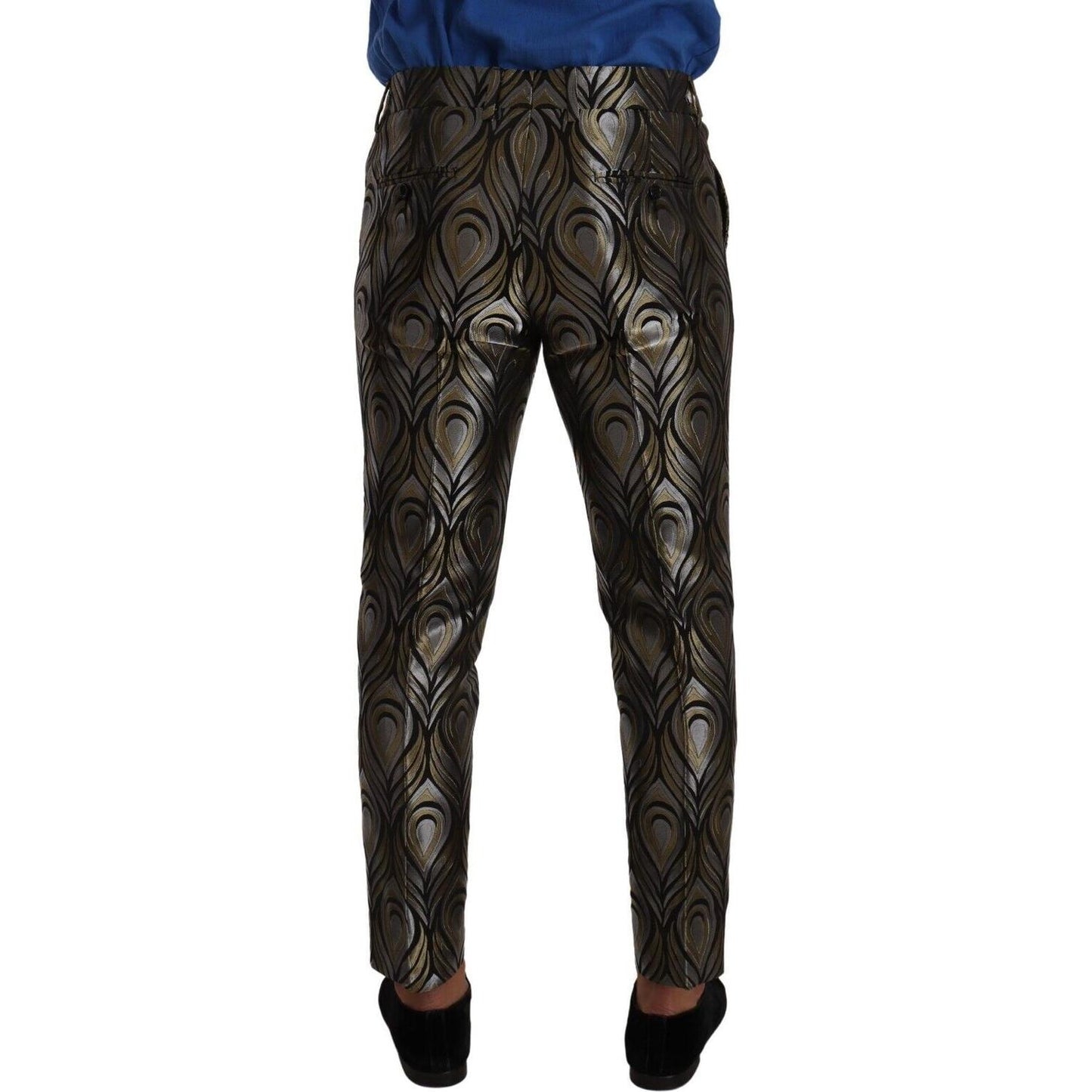 Dolce & Gabbana Elegant Slim Fit Metallic Dress Trousers Dolce & Gabbana Dark Slate Gray