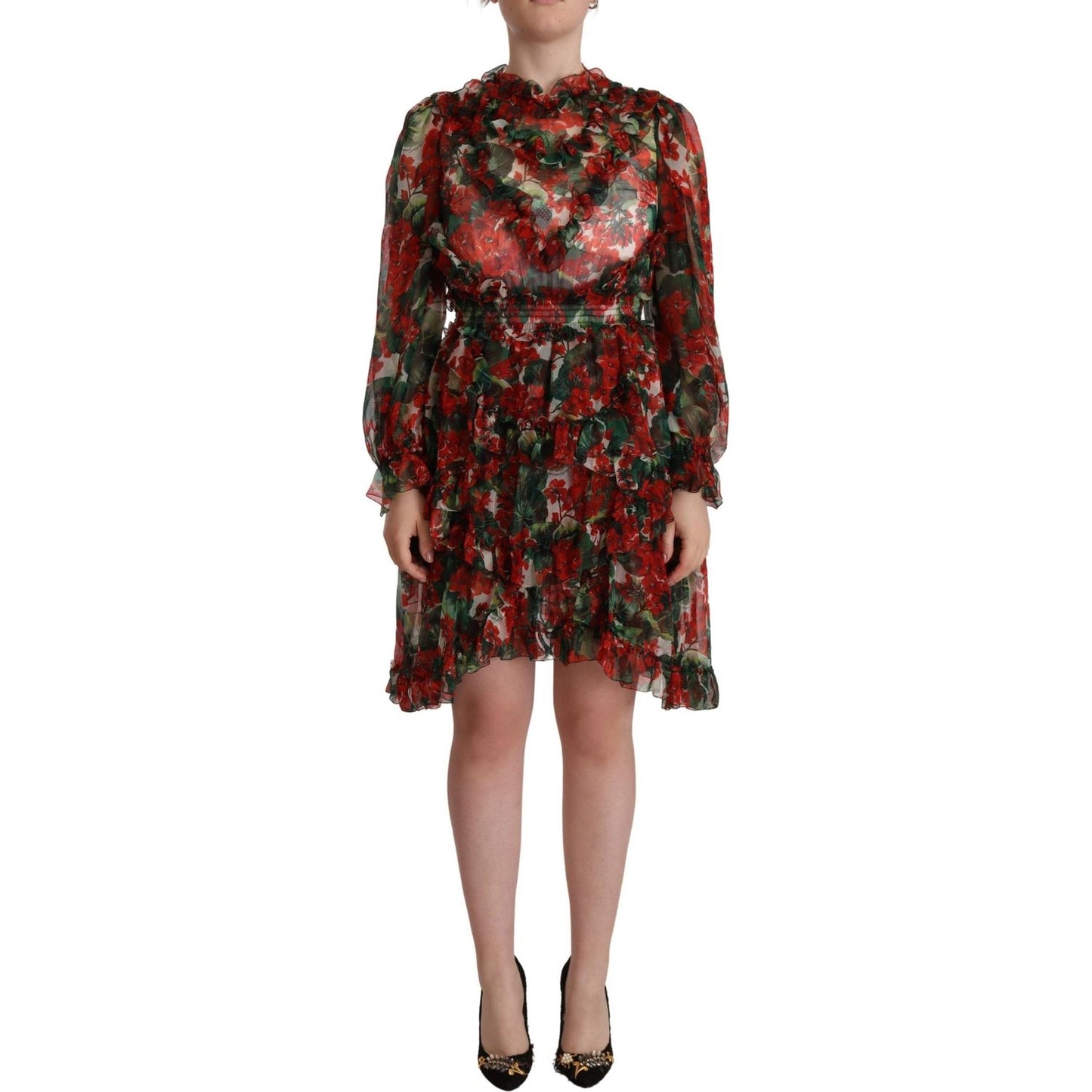 Dolce & Gabbana Floral Silk Mini Knee High Dress Dolce & Gabbana Dark Slate Gray