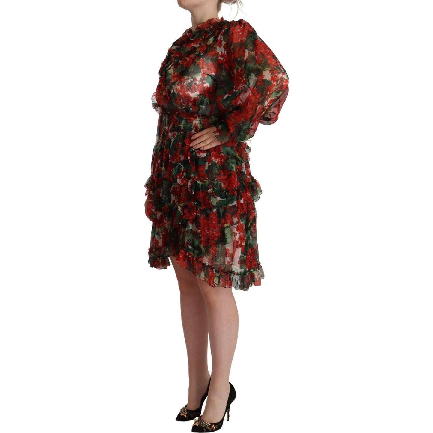 Dolce & Gabbana Floral Silk Mini Knee High Dress Dolce & Gabbana Dark Slate Gray