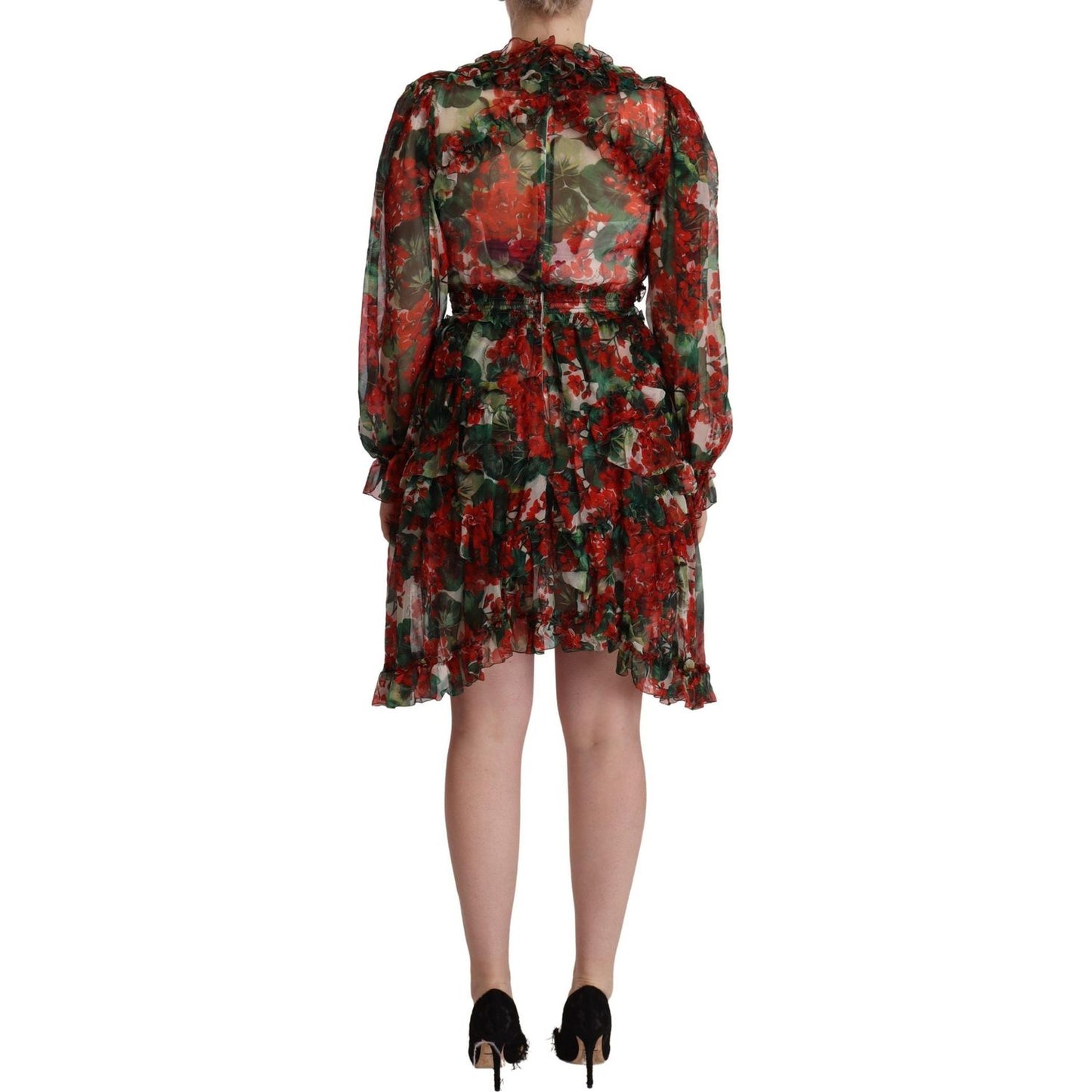 Dolce & Gabbana Floral Silk Mini Knee High Dress Dolce & Gabbana Dark Slate Gray