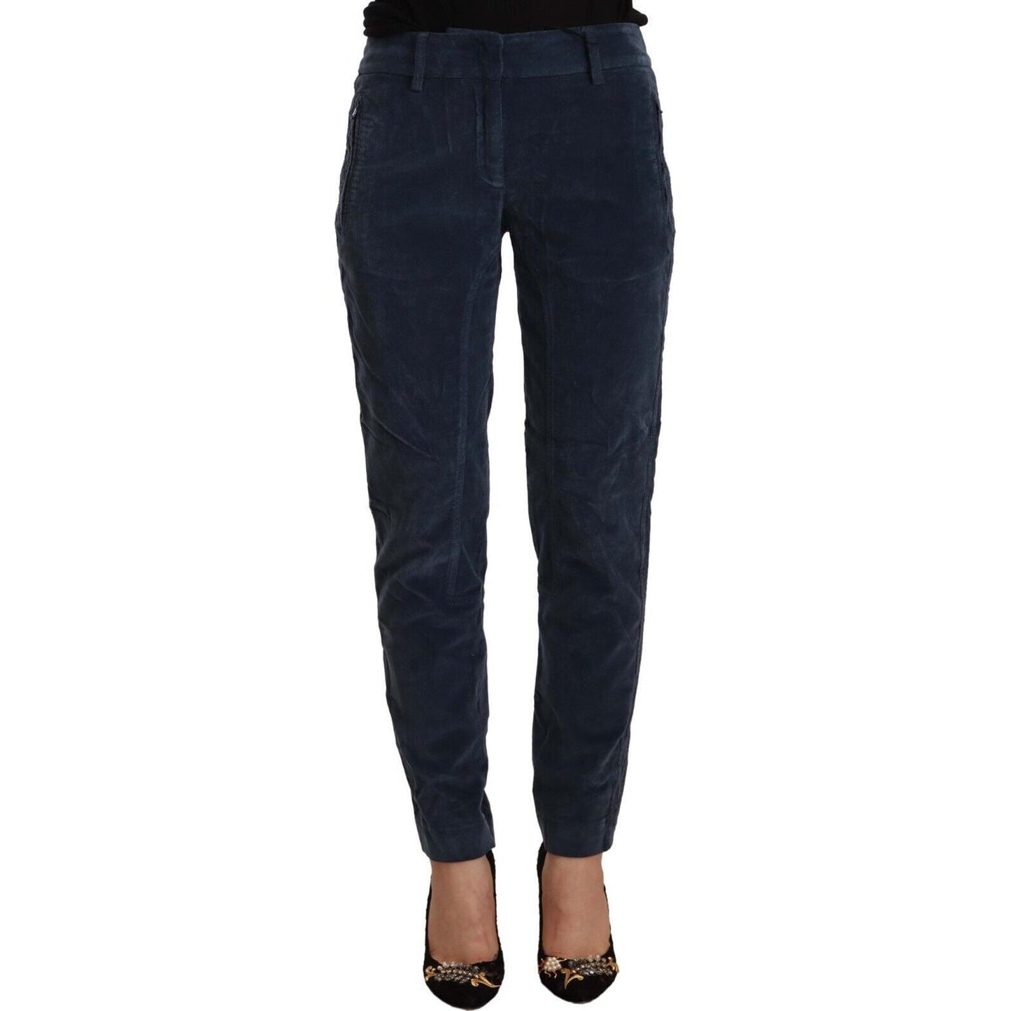 Peserico Elegant Tapered Cotton Blend Pants Peserico Dark Slate Gray