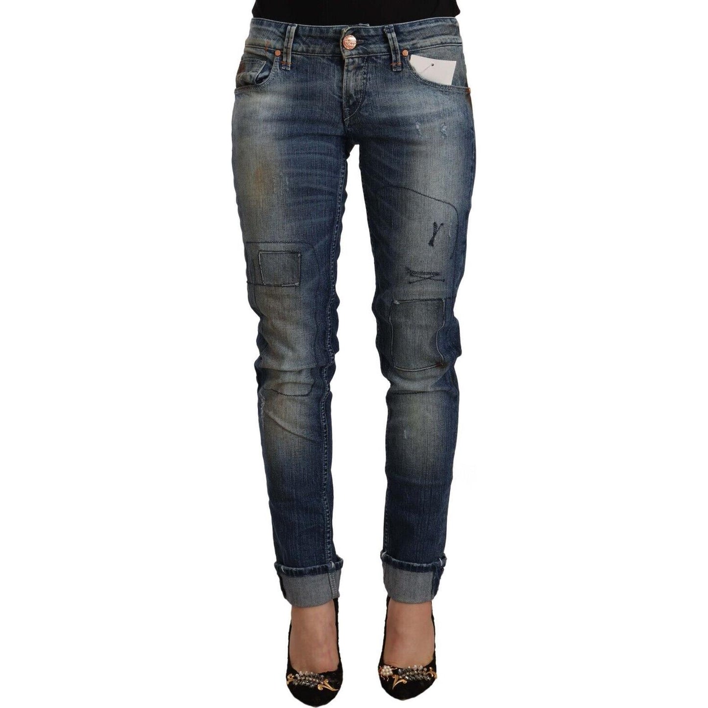 Acht Chic Blue Washed Skinny Denim Serenade Acht Dark Slate Gray