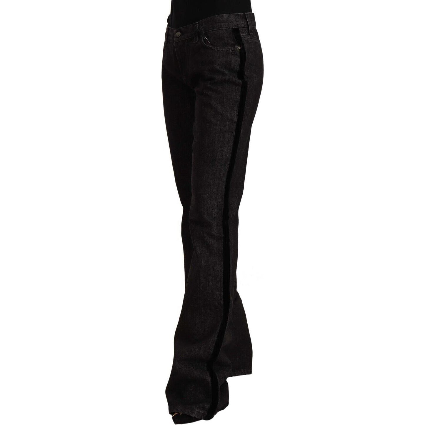 GF Ferre Sleek Mid Waist Bootcut Designer Jeans GF Ferre Black