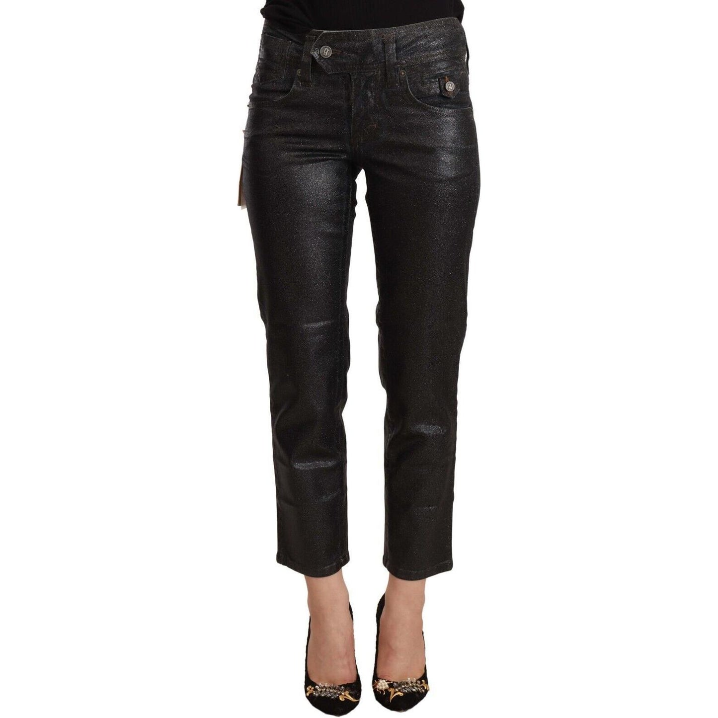 John Galliano Chic Black Glittered Cropped Pants John Galliano Black