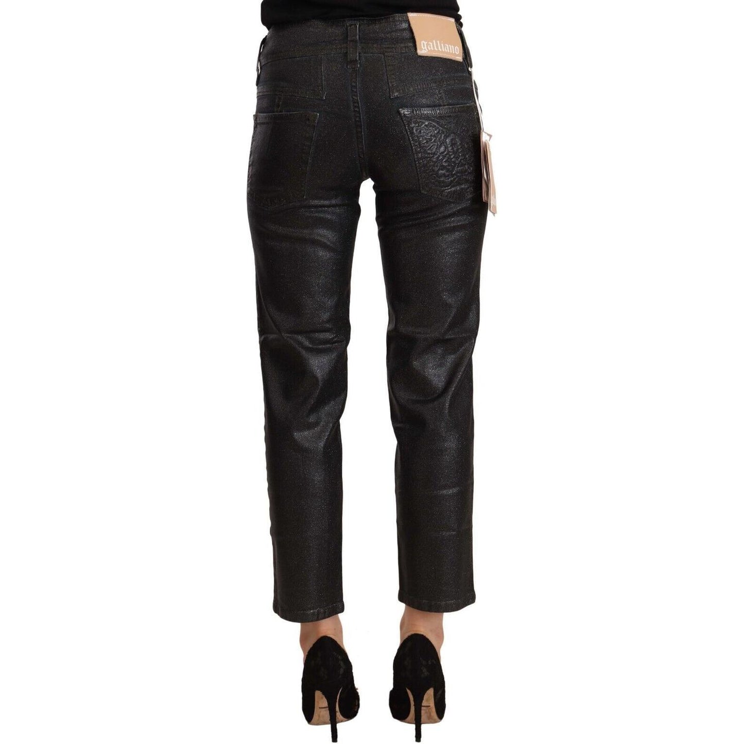 John Galliano Chic Black Glittered Cropped Pants John Galliano Black