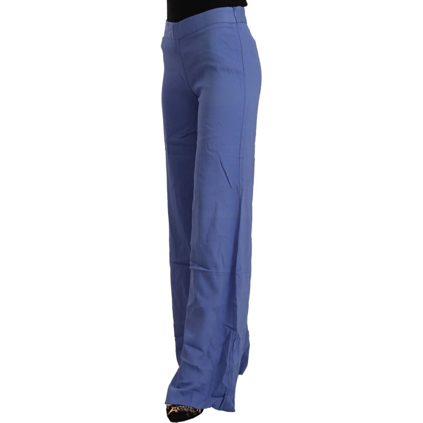 P.A.R.O.S.H. Chic Wide-Leg High Waist Blue Trousers P.A.R.O.S.H. Dark Slate Blue