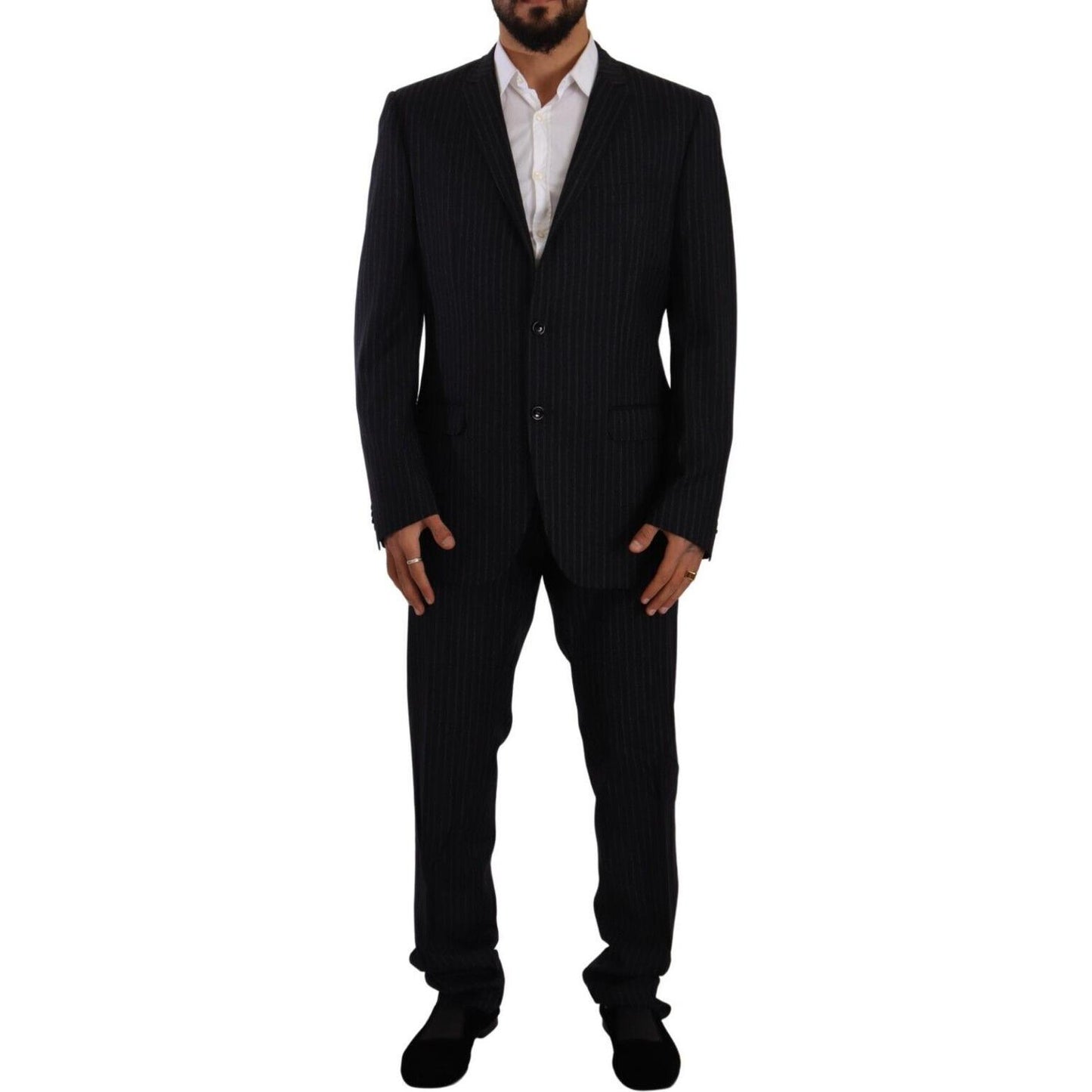 Domenico Tagliente Sleek Grey 2-Piece Mens Suit with Notch Lapels Domenico Tagliente Black