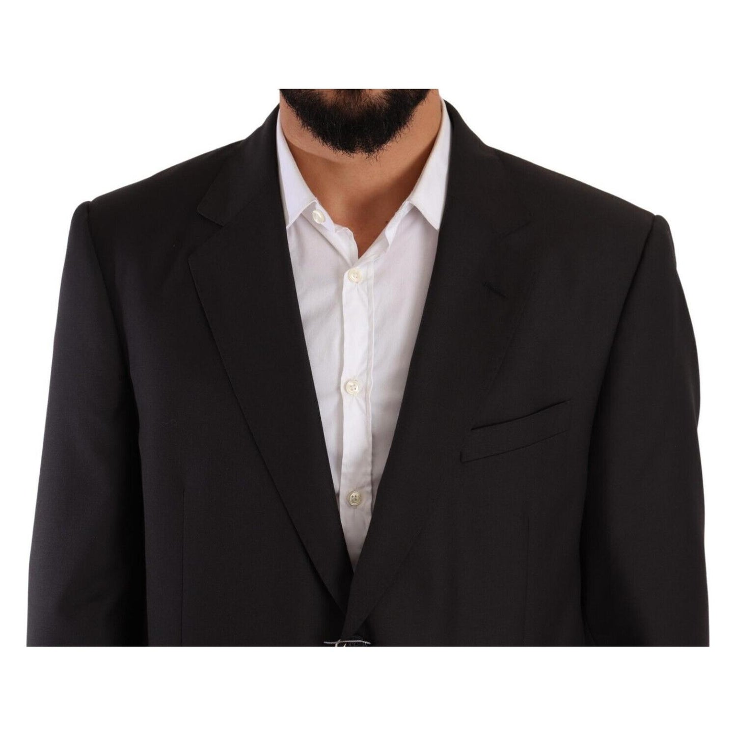 Domenico Tagliente Elegant Gray Two-Piece Regular Fit Suit Domenico Tagliente Black