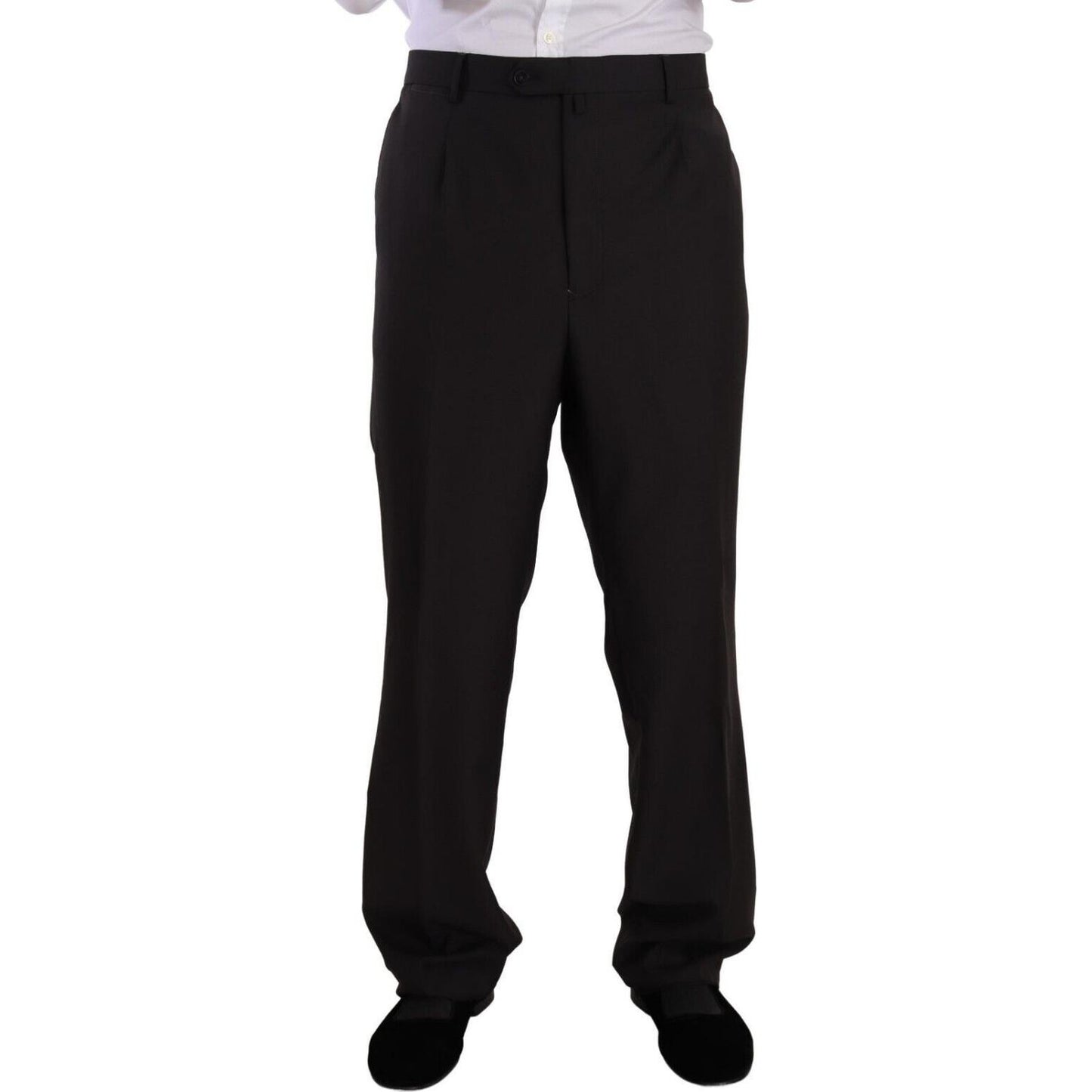 Domenico Tagliente Elegant Gray Two-Piece Regular Fit Suit Domenico Tagliente Black