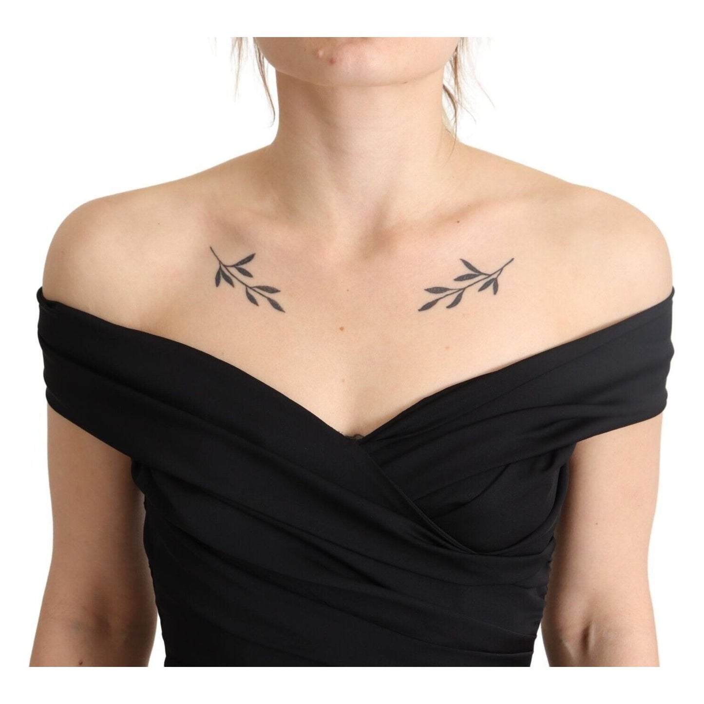 Dolce & Gabbana Elegant Black Silk Off-shoulder Dress Dolce & Gabbana Black
