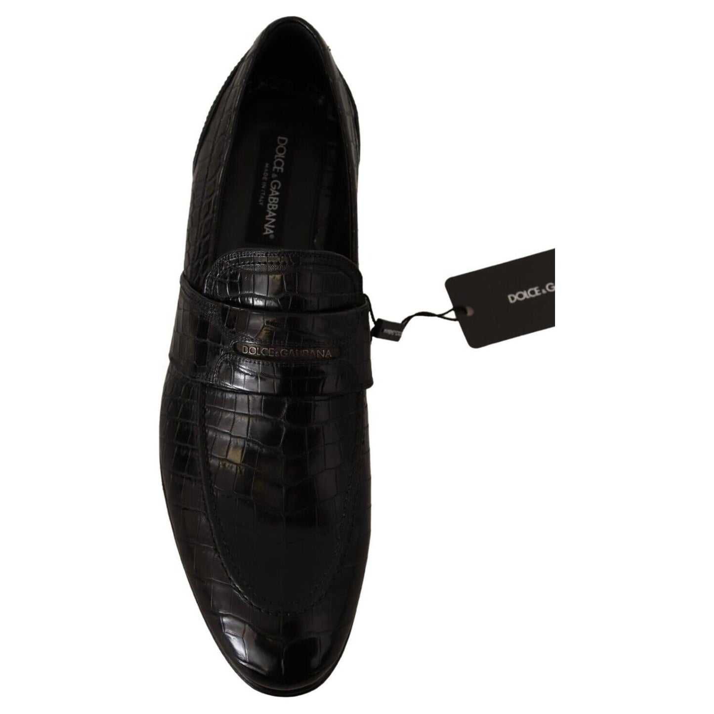 Dolce & Gabbana Elegant Crocodile Leather Moccasin Shoes Dolce & Gabbana Black