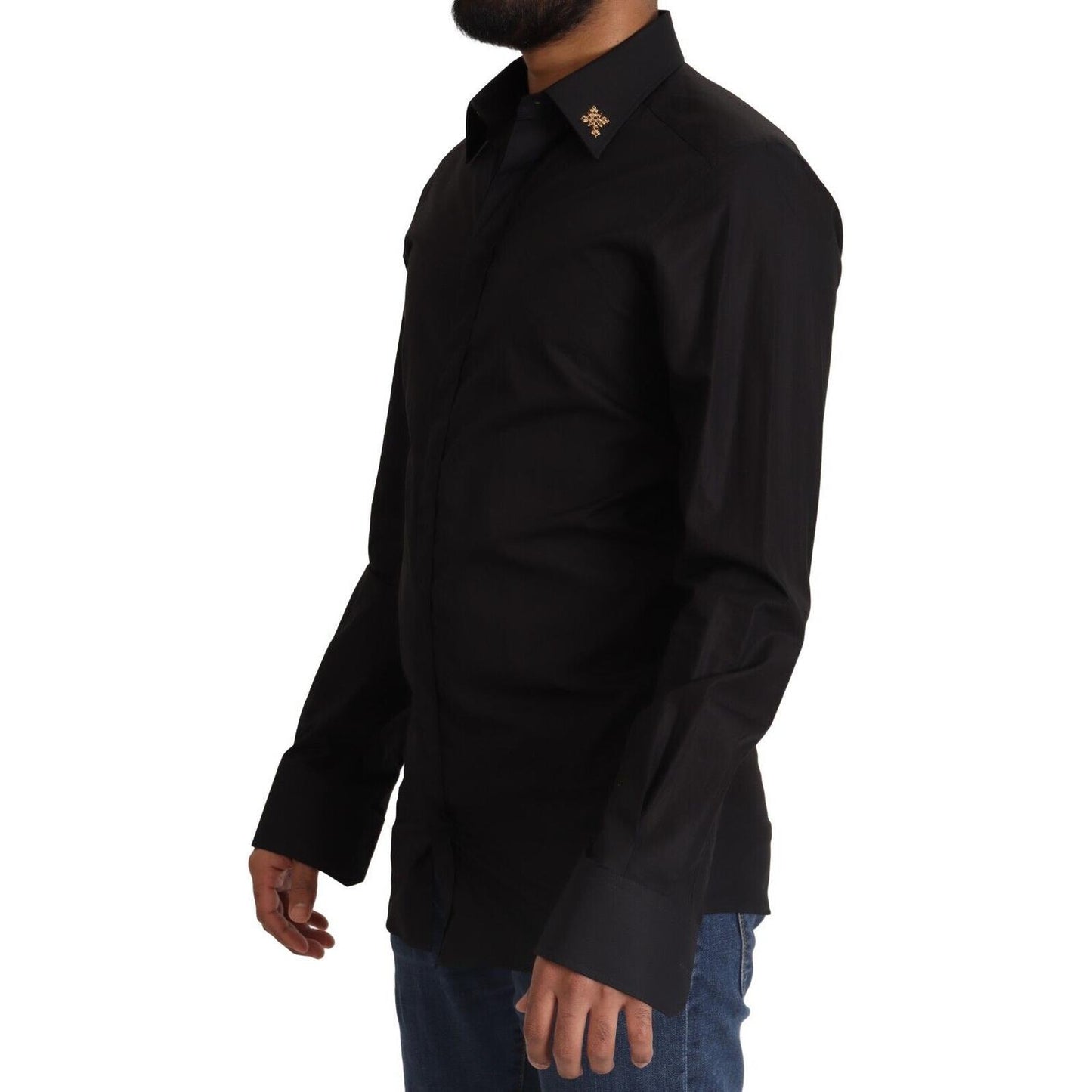 Dolce & Gabbana Elegant Slim Fit Black Cotton Dress Shirt Dolce & Gabbana Black