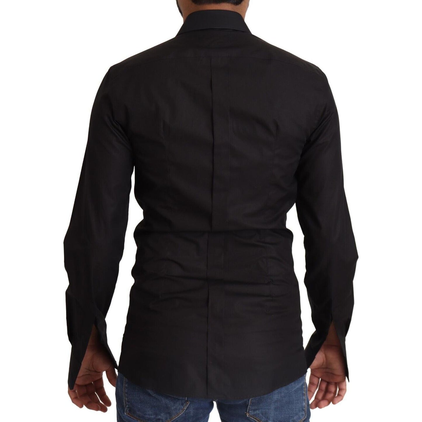 Dolce & Gabbana Elegant Slim Fit Black Cotton Dress Shirt Dolce & Gabbana Black