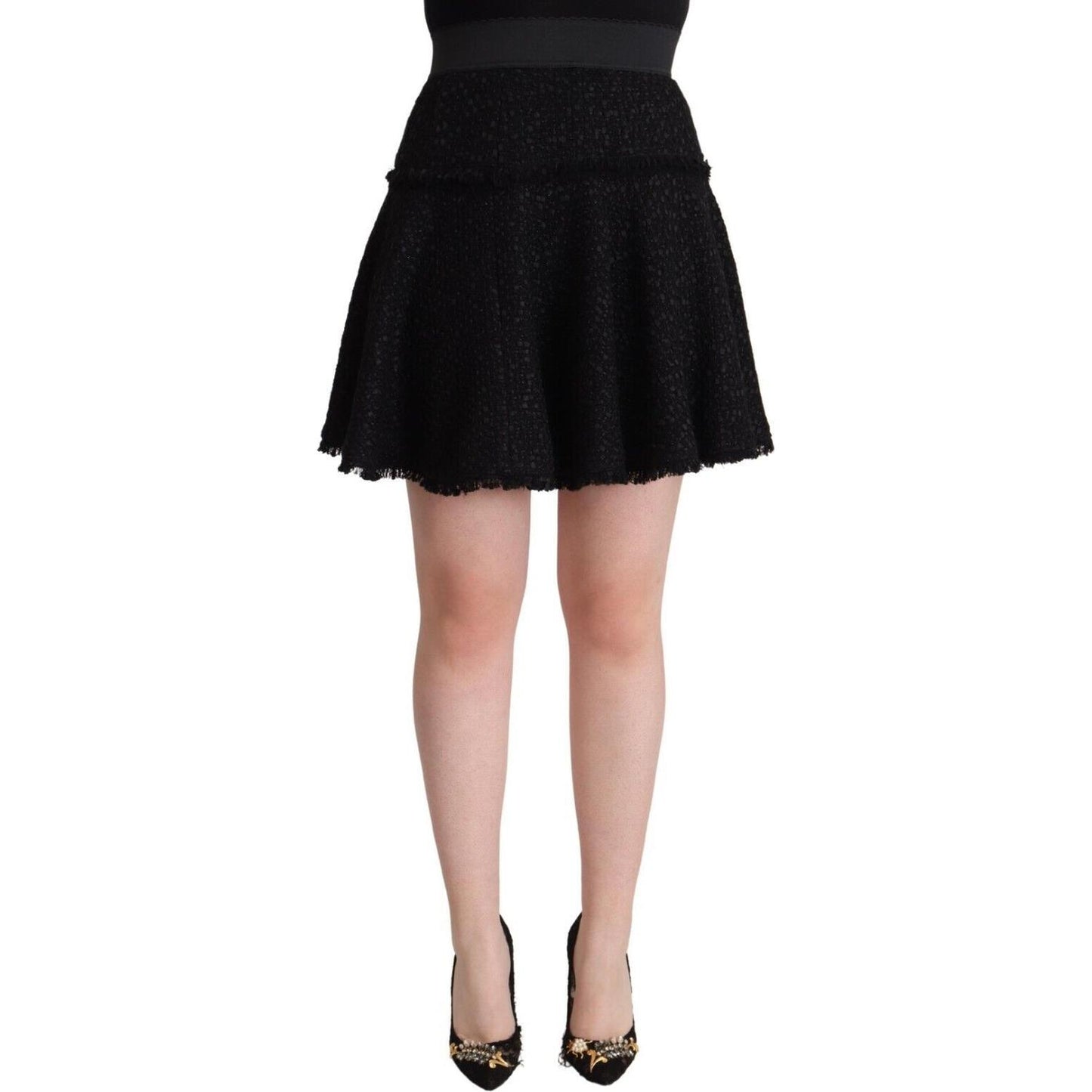 Dolce & Gabbana Elegant Knitted A-Line Mini Skirt Dolce & Gabbana Black