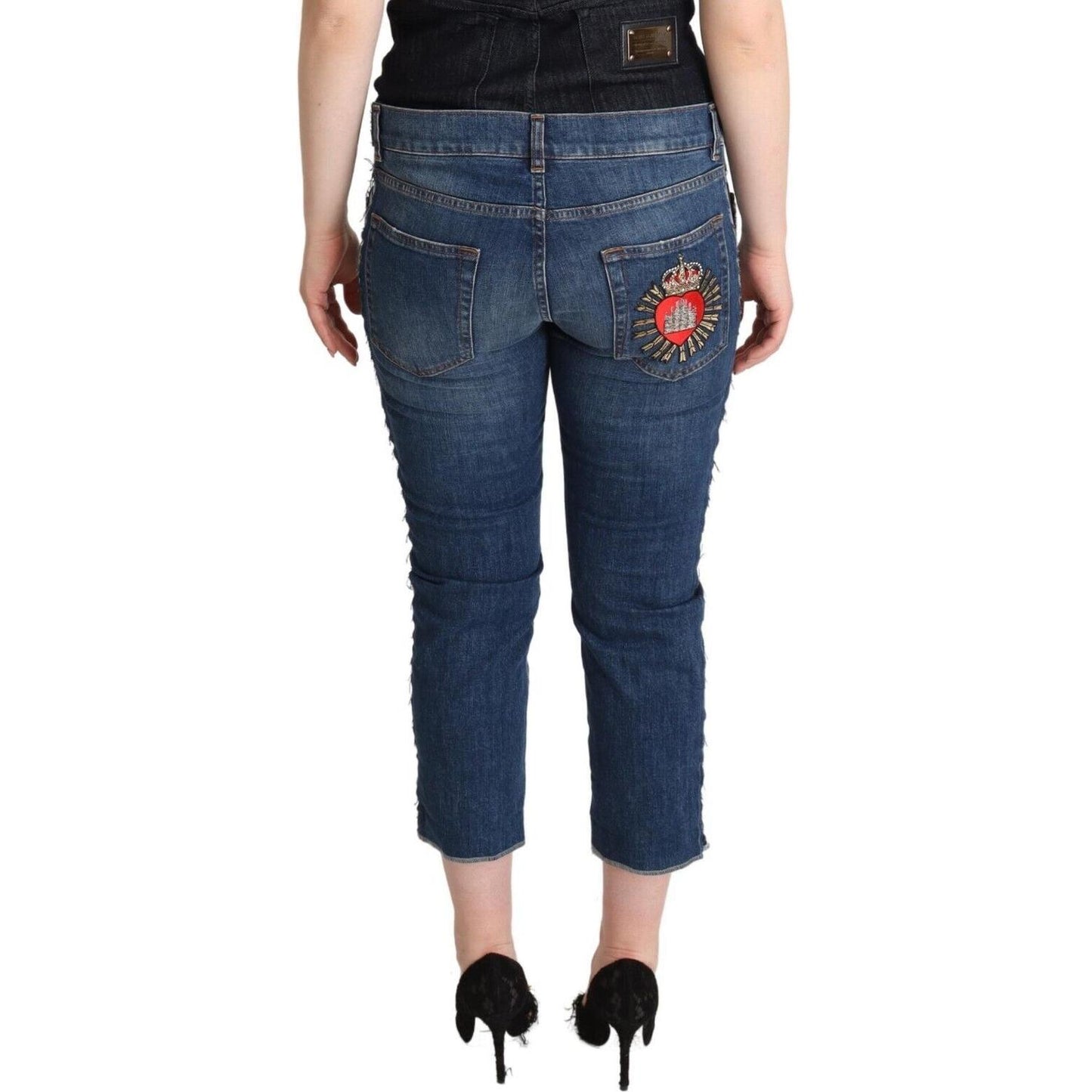 Dolce & Gabbana Elegant Mid-Waist Cropped Denim Dolce & Gabbana Dark Slate Gray