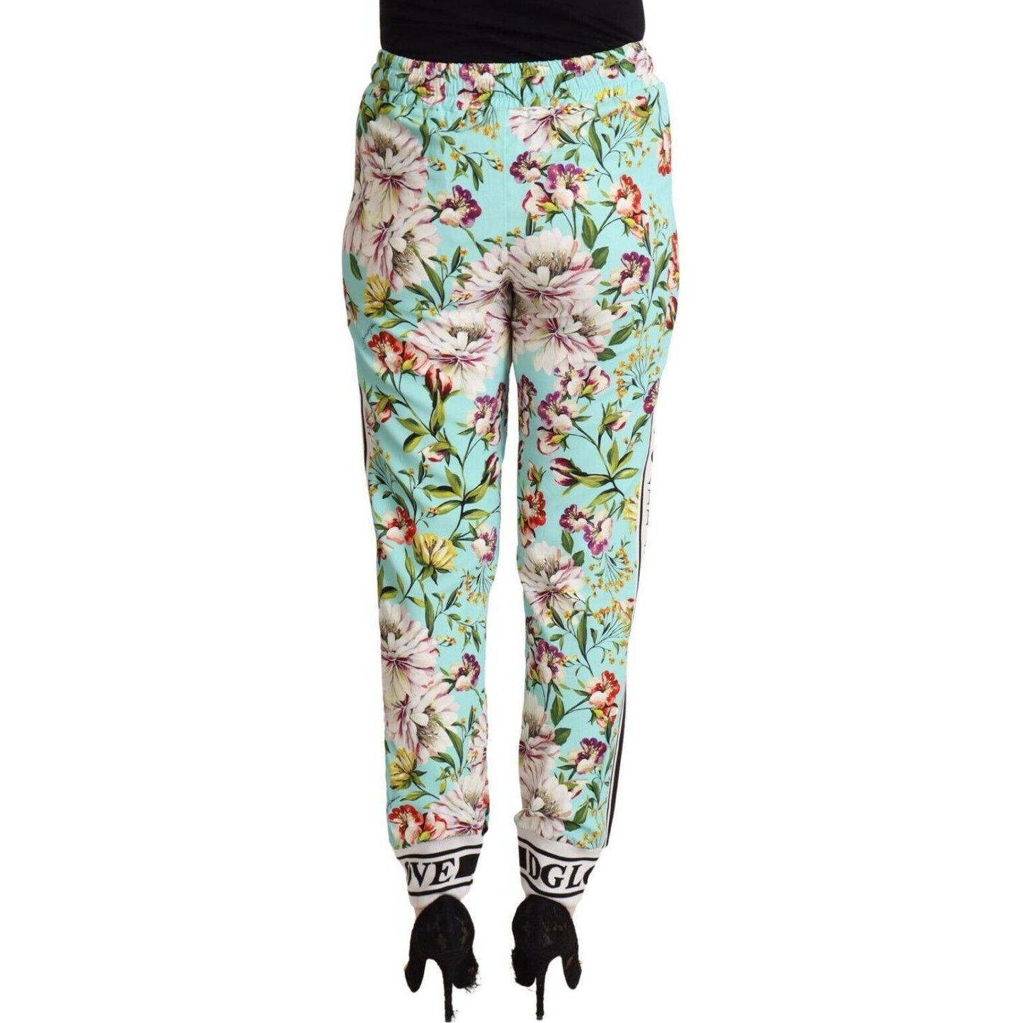 Dolce & Gabbana Floral Viscose Jogger Pants in Green Dolce & Gabbana Gray