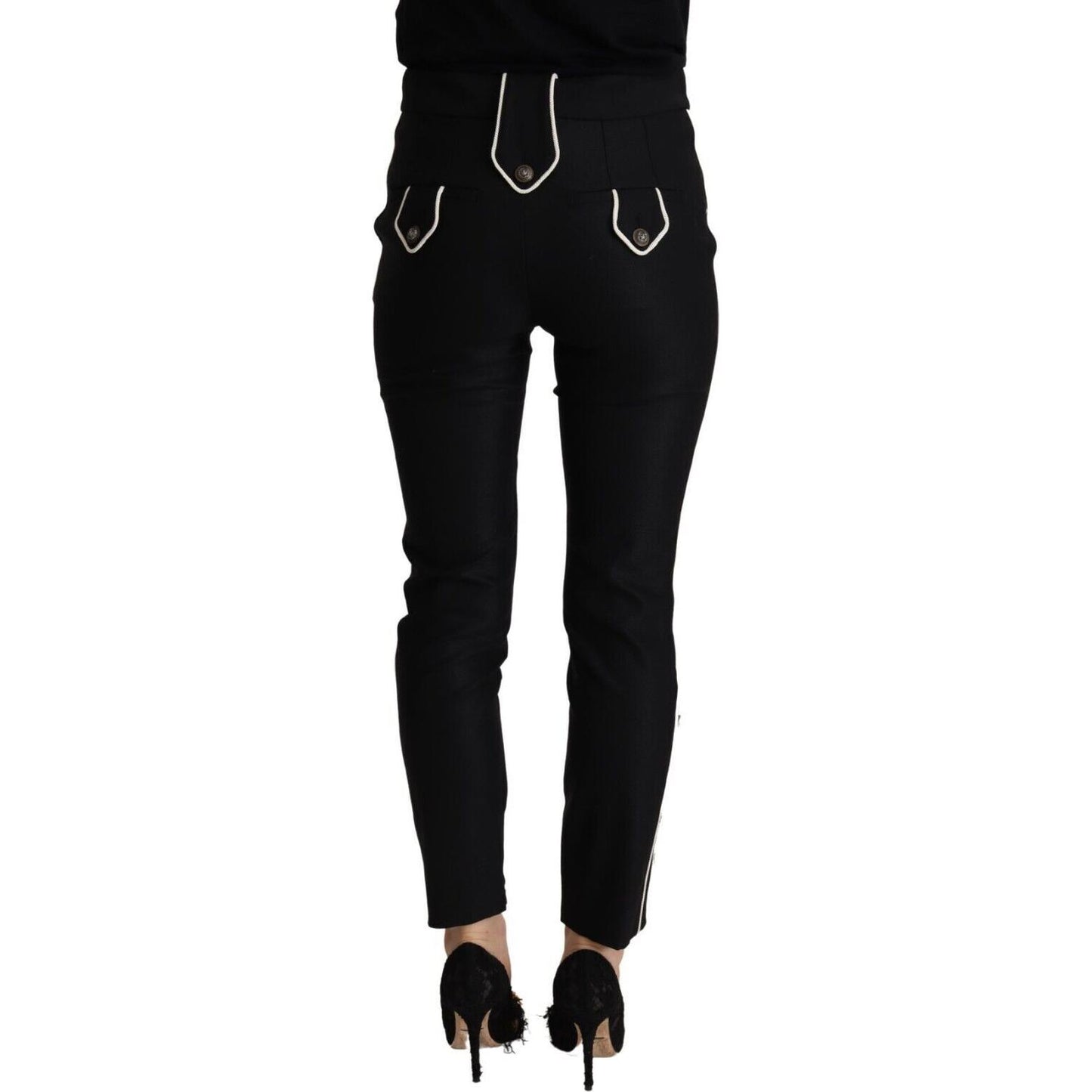 Dolce & Gabbana Elegant High Waisted Slim Fit Trousers Dolce & Gabbana Black