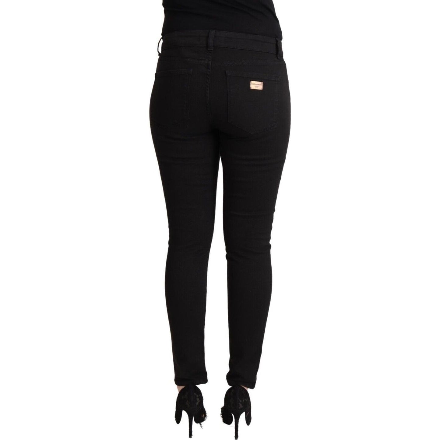 Dolce & Gabbana Chic Slim Fit Black Denim Jeans Dolce & Gabbana Black