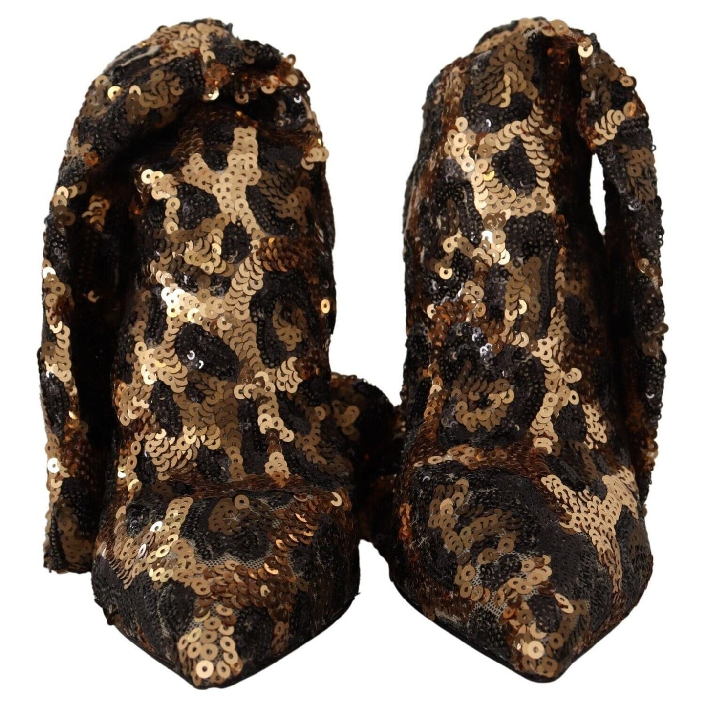 Dolce & Gabbana Elegant Leopard Sequin Knee-High Boots Dolce & Gabbana Black