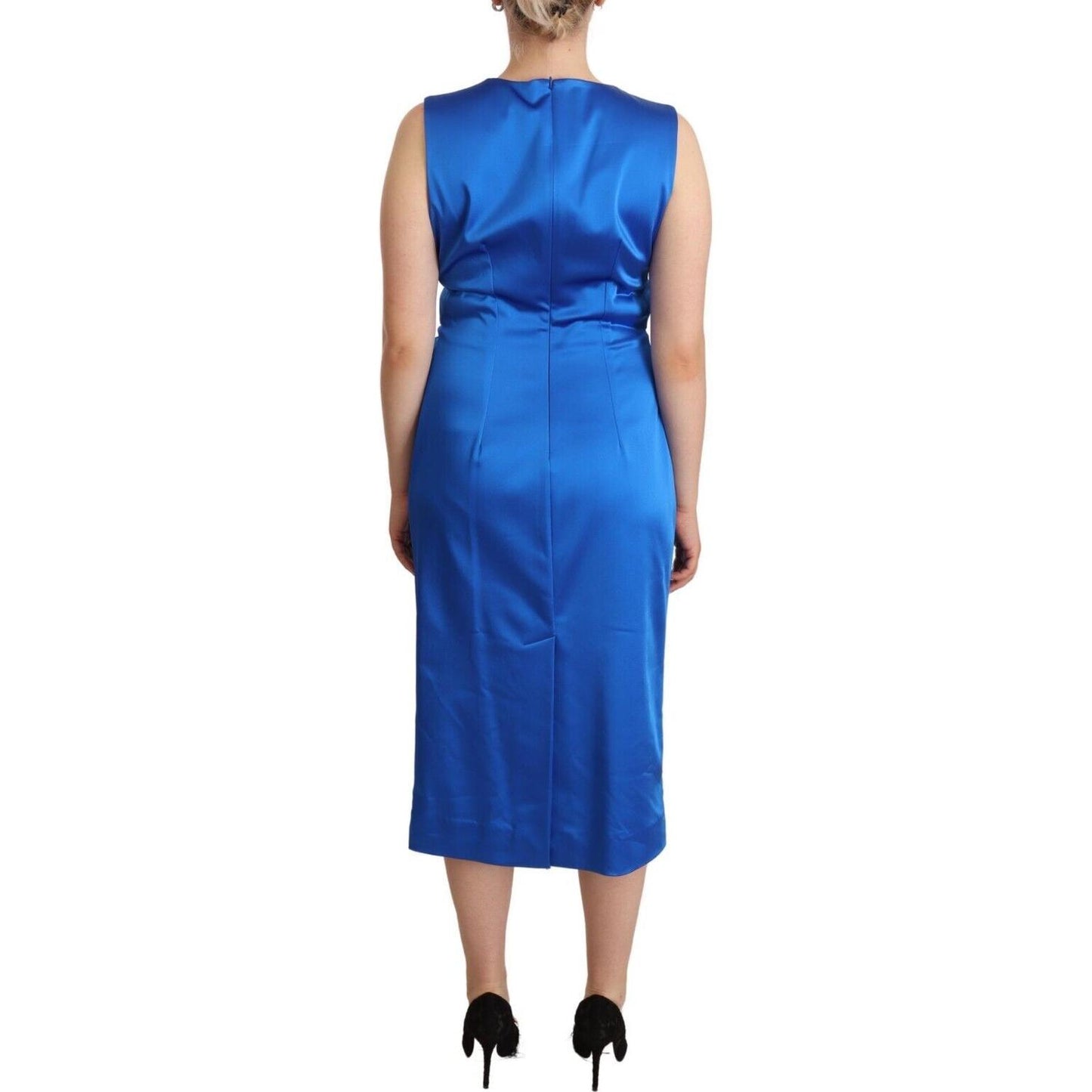 P.A.R.O.S.H. Elegant Sleeveless Sheath Midi Dress P.A.R.O.S.H. Dark Slate Blue