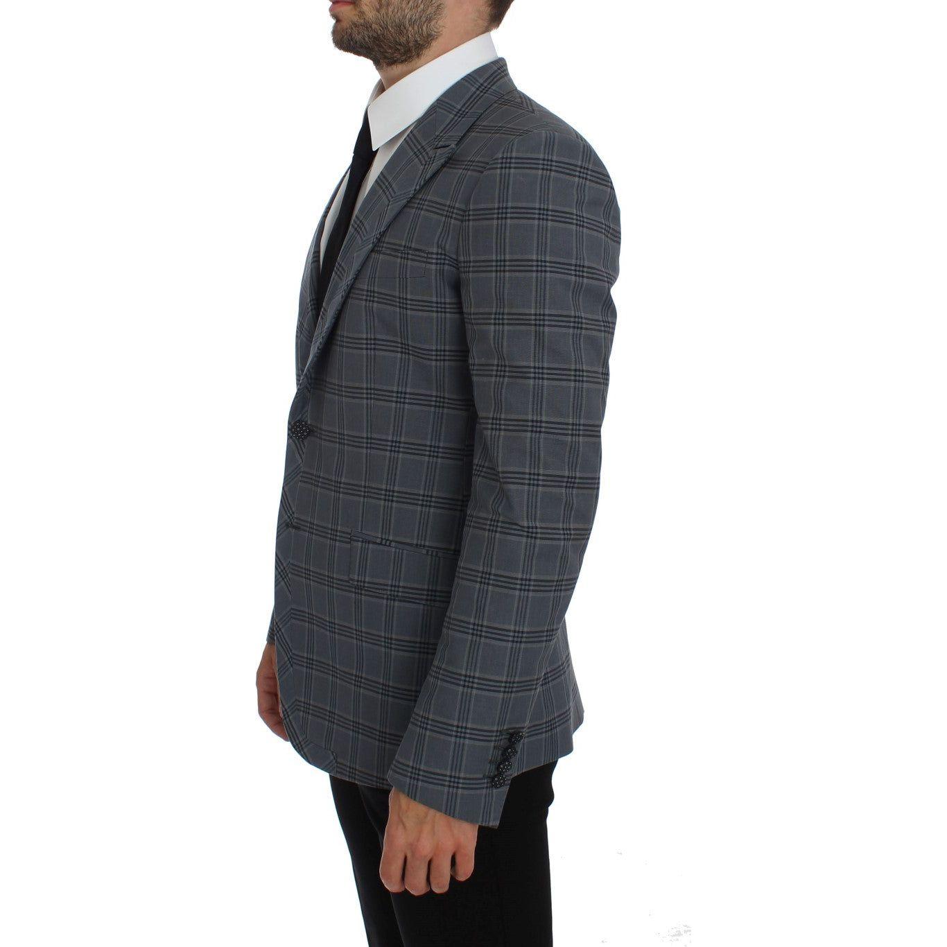 Dolce & Gabbana Elegant Blue Checkered Slim Fit Blazer Dolce & Gabbana Dark Slate Gray