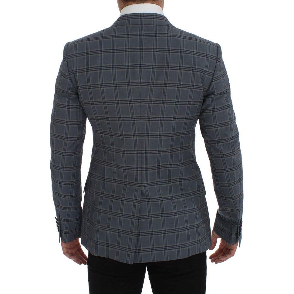 Dolce & Gabbana Elegant Blue Checkered Slim Fit Blazer Dolce & Gabbana Dark Slate Gray