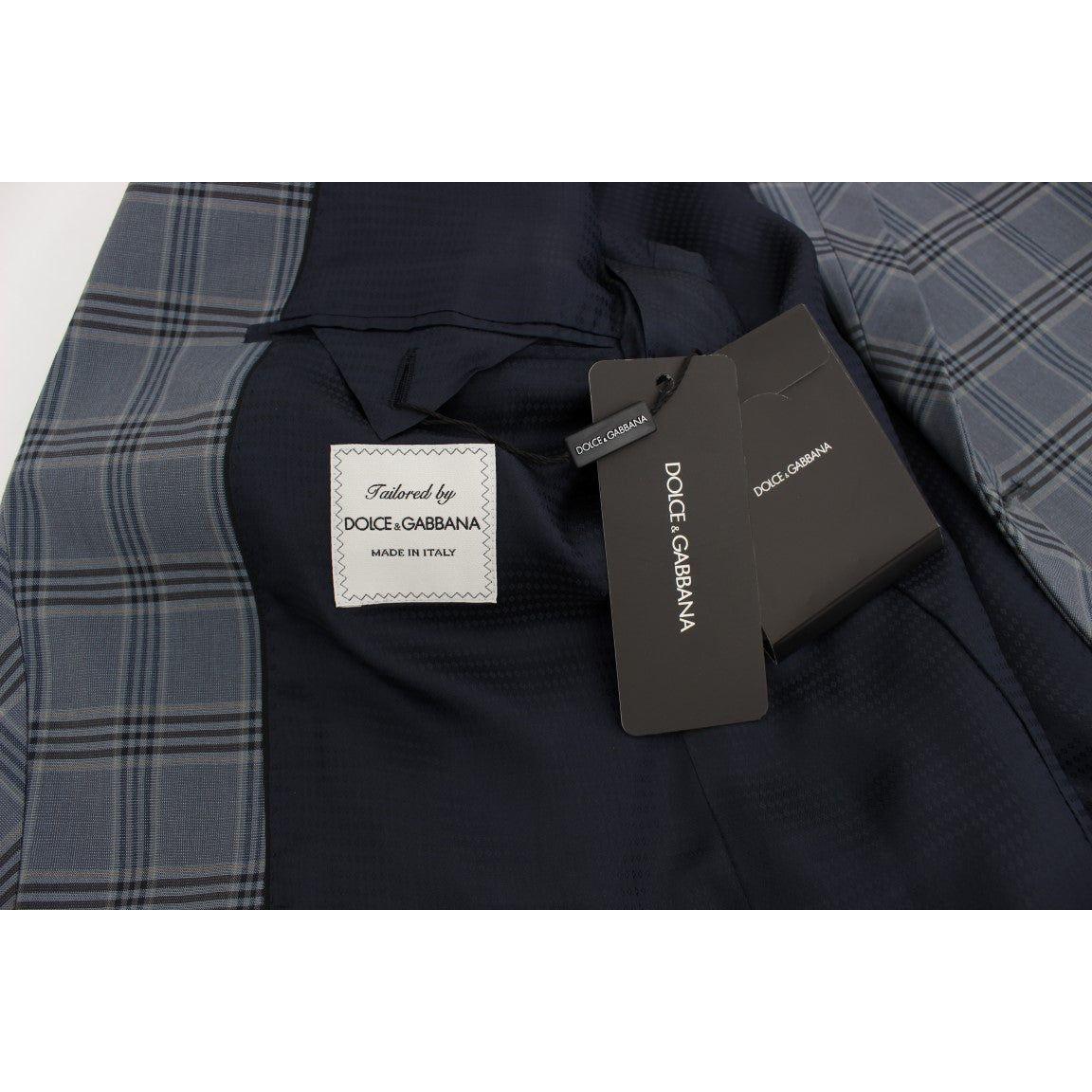 Dolce & Gabbana Elegant Blue Checkered Slim Fit Blazer Dolce & Gabbana Dark Slate Gray