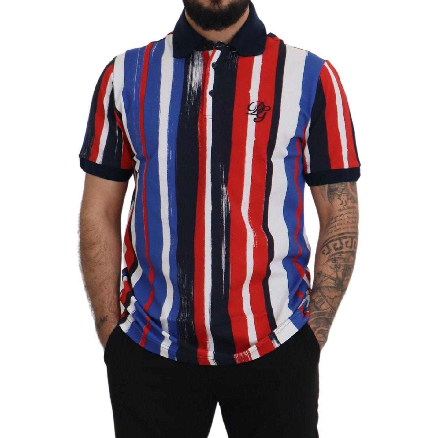 Dolce & Gabbana Elegant Striped Cotton Polo T-shirt Dolce & Gabbana Rosy Brown