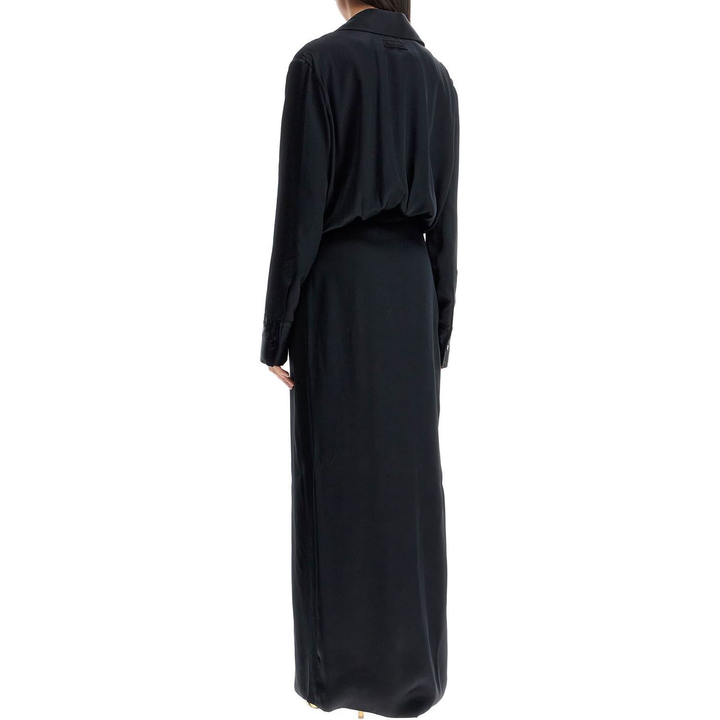 The Attico black long sleeve midi dress with side slit Dresses The Attico Black