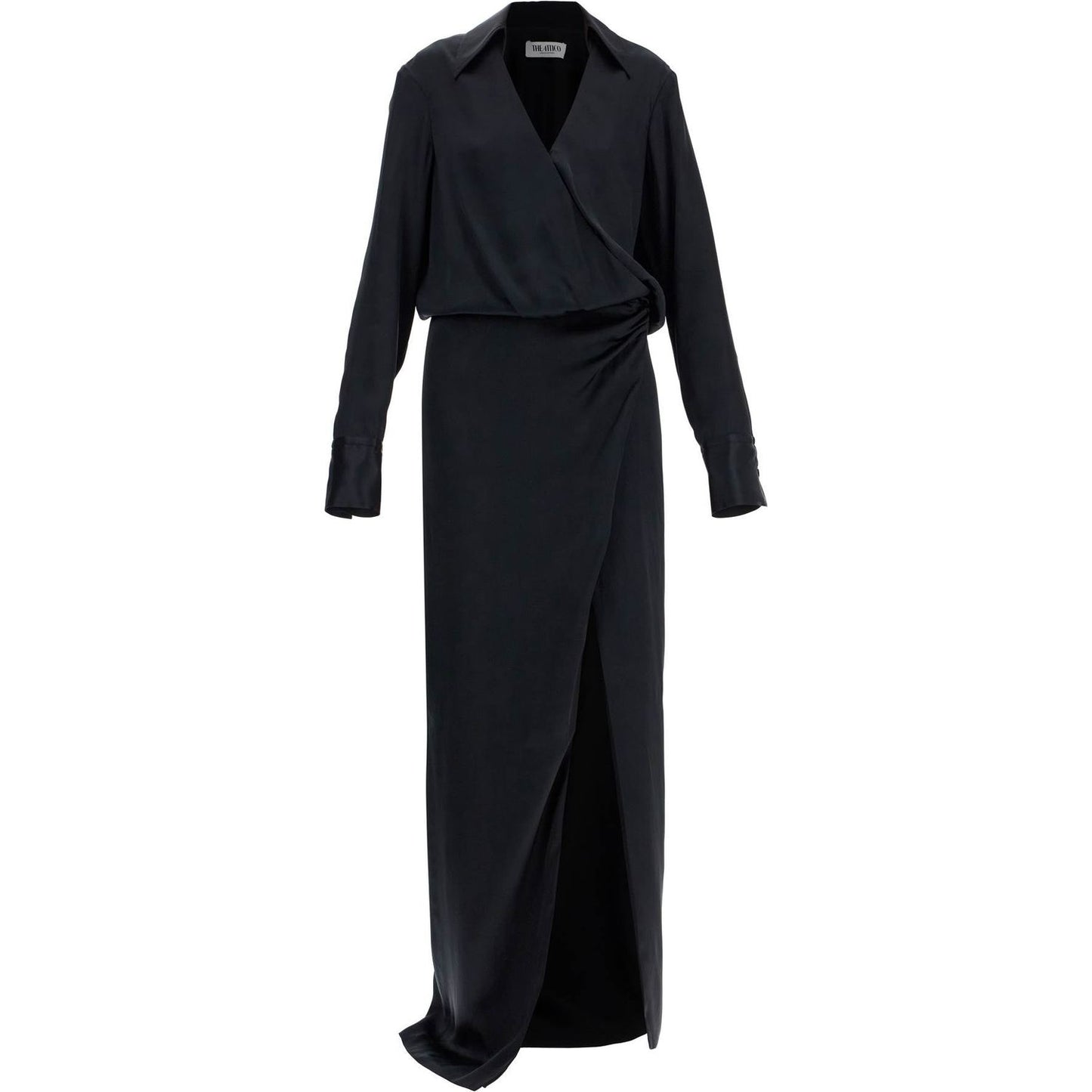 The Attico black long sleeve midi dress with side slit Dresses The Attico Black
