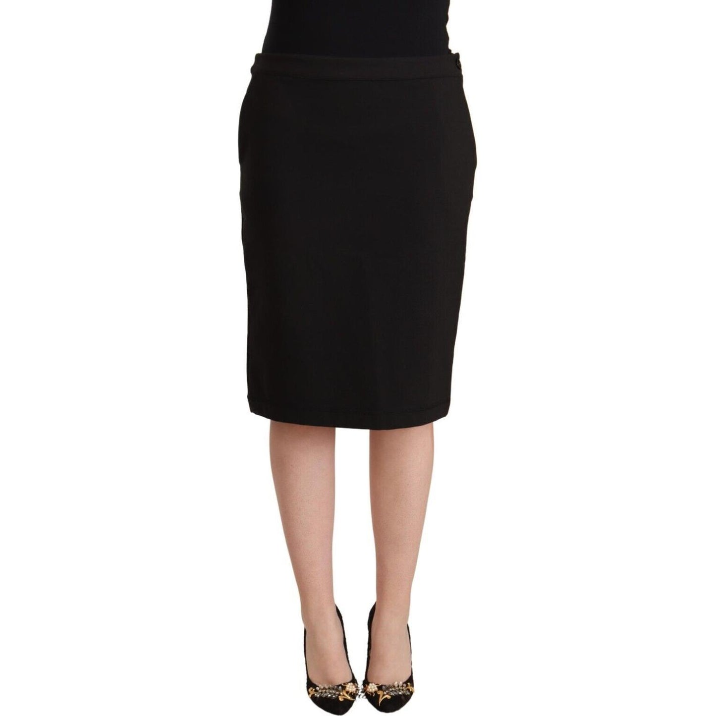 GF Ferre Chic Black Pencil Skirt Knee Length GF Ferre Tan