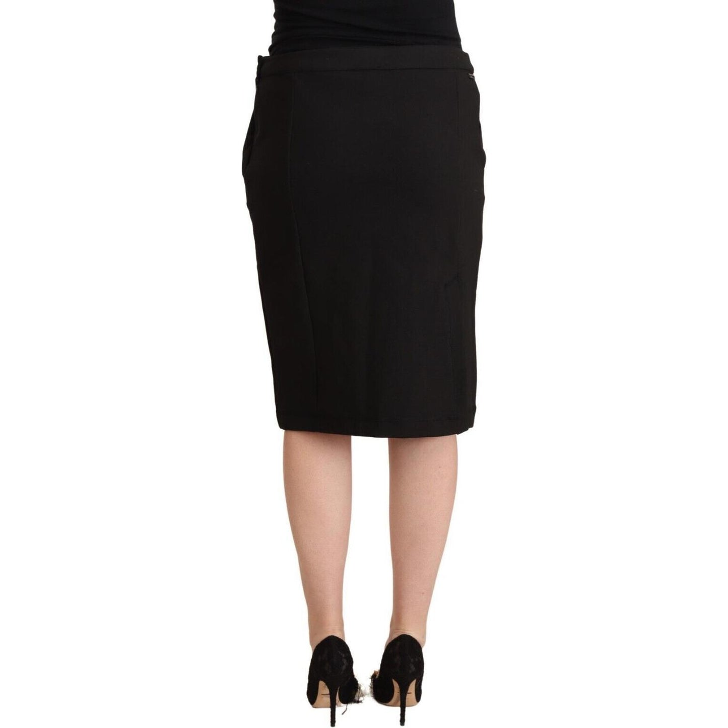 GF Ferre Chic Black Pencil Skirt Knee Length GF Ferre Tan