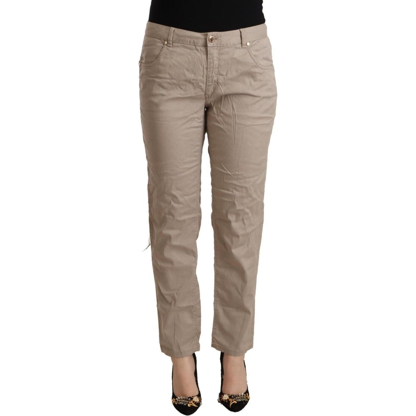 Acht Beige Mid Waist Tapered Pants Acht Rosy Brown