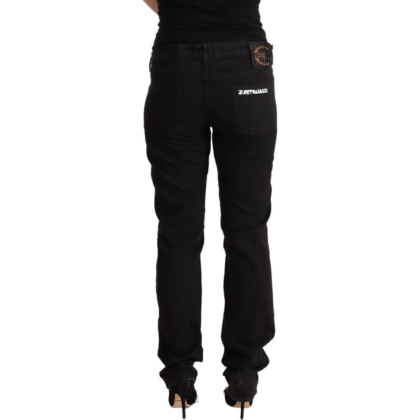 Just Cavalli Sleek Mid-Waist Slim Fit Black Jeans Just Cavalli Black