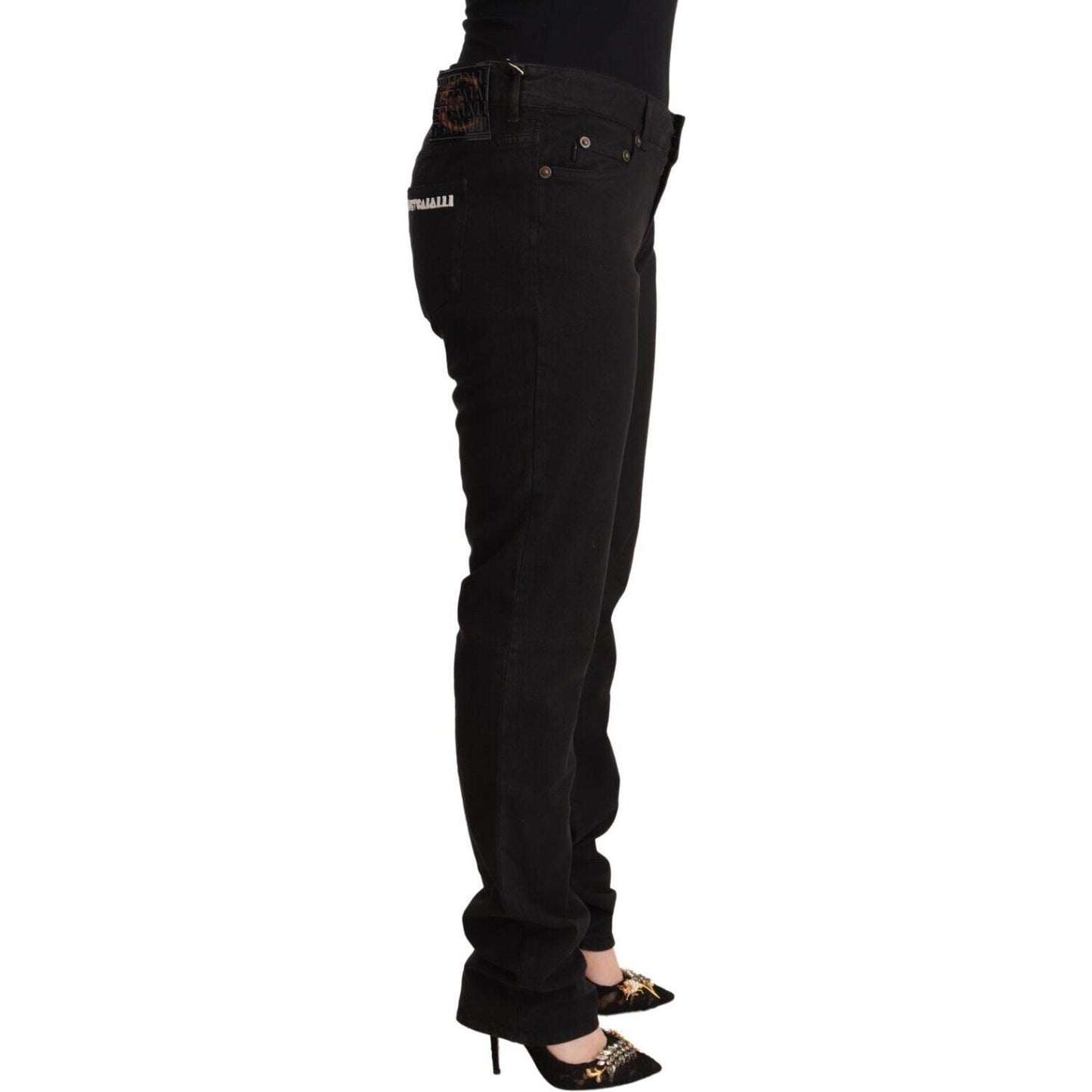 Just Cavalli Sleek Mid-Waist Slim Fit Black Jeans Just Cavalli Black